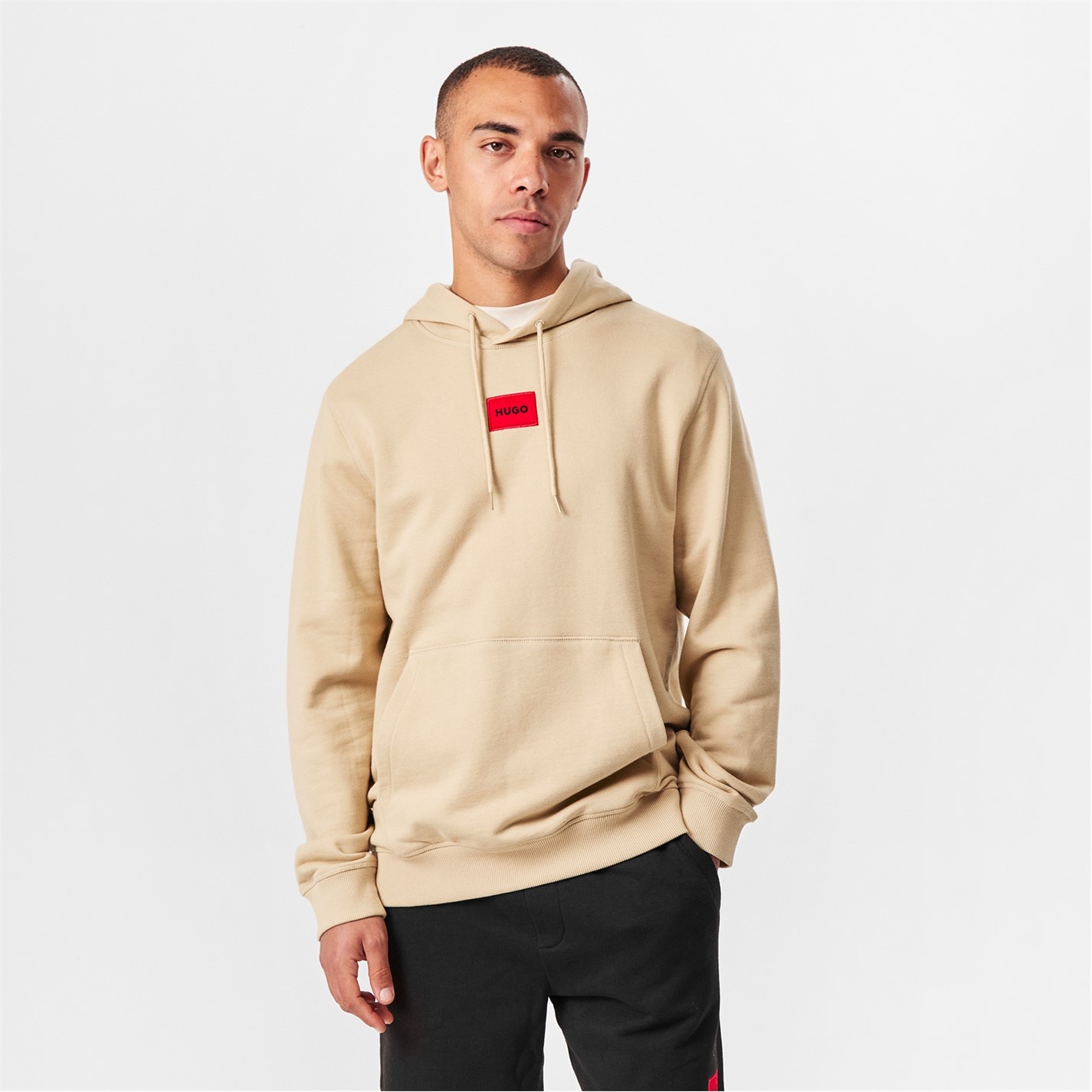 Mikina Hugo Open Beige 285 4185751 Mens HUGO Daratschi Drawstring Hoodie - Contemporary Streetwear Design - 3