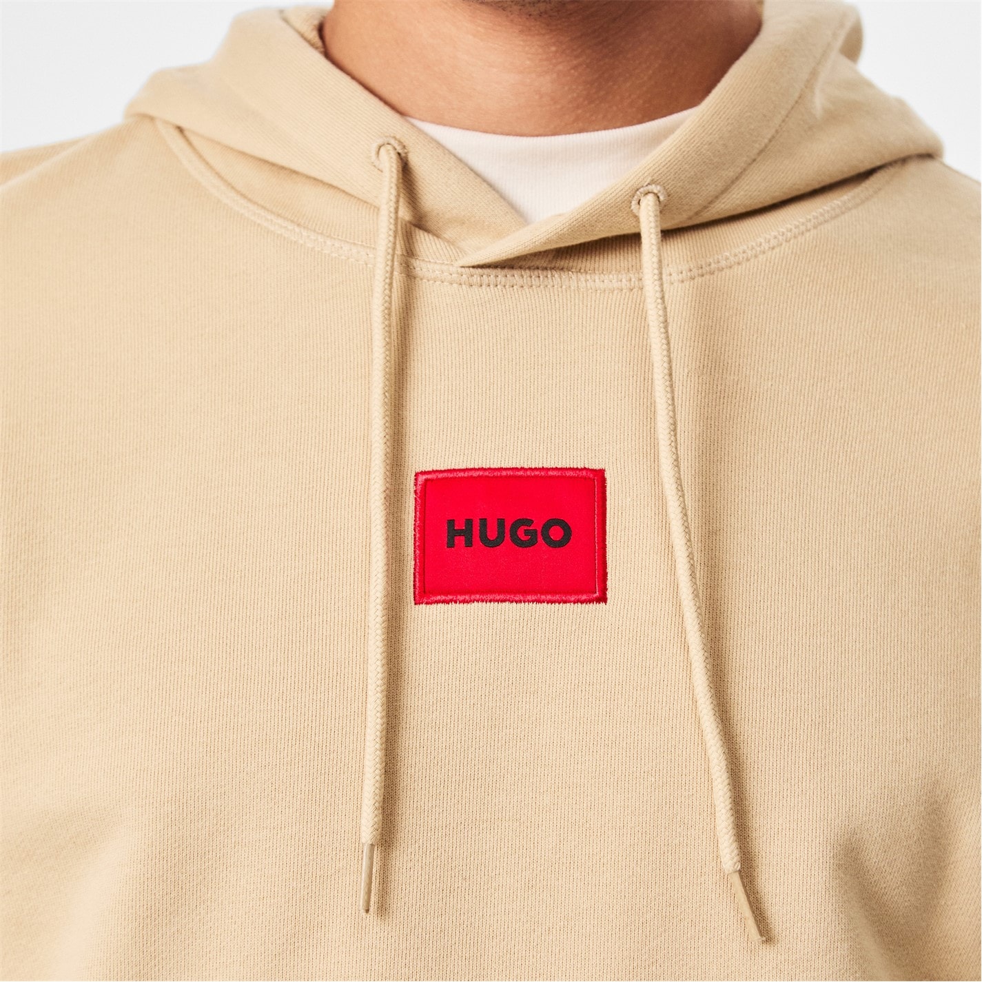 Mikina Hugo Open Beige 285 4185751 Mens HUGO Daratschi Drawstring Hoodie - Contemporary Streetwear Design - 5