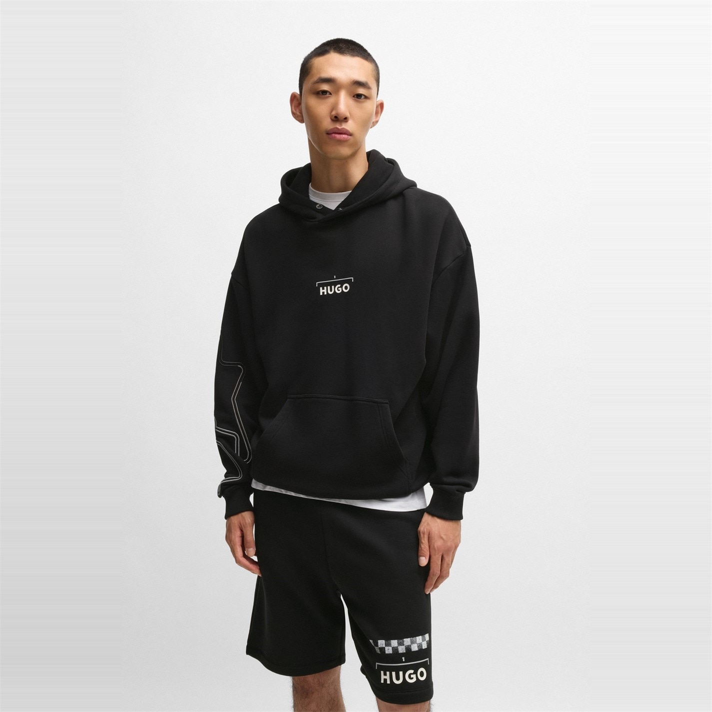 Mikina Hugo Black 3331680 Racing-Print Hoodie - 2