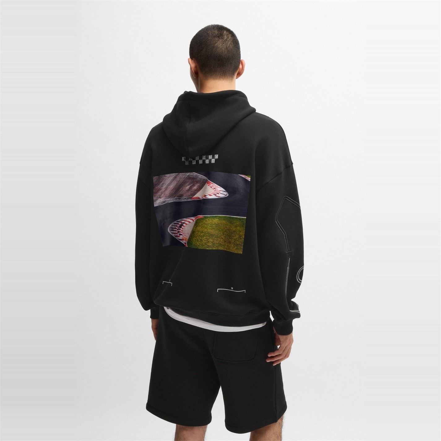 Mikina Hugo Black 3331680 Racing-Print Hoodie - 3