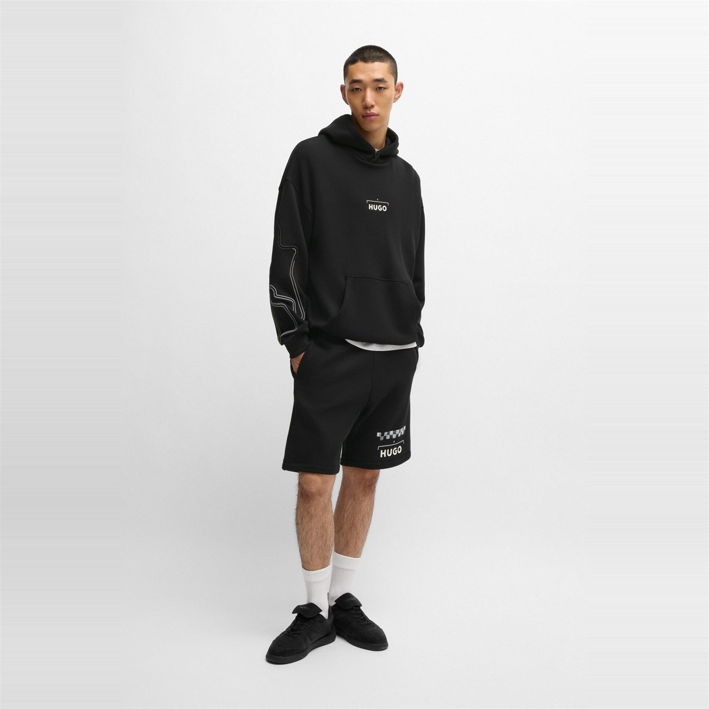Mikina Hugo Black 3331680 Racing-Print Hoodie - 5