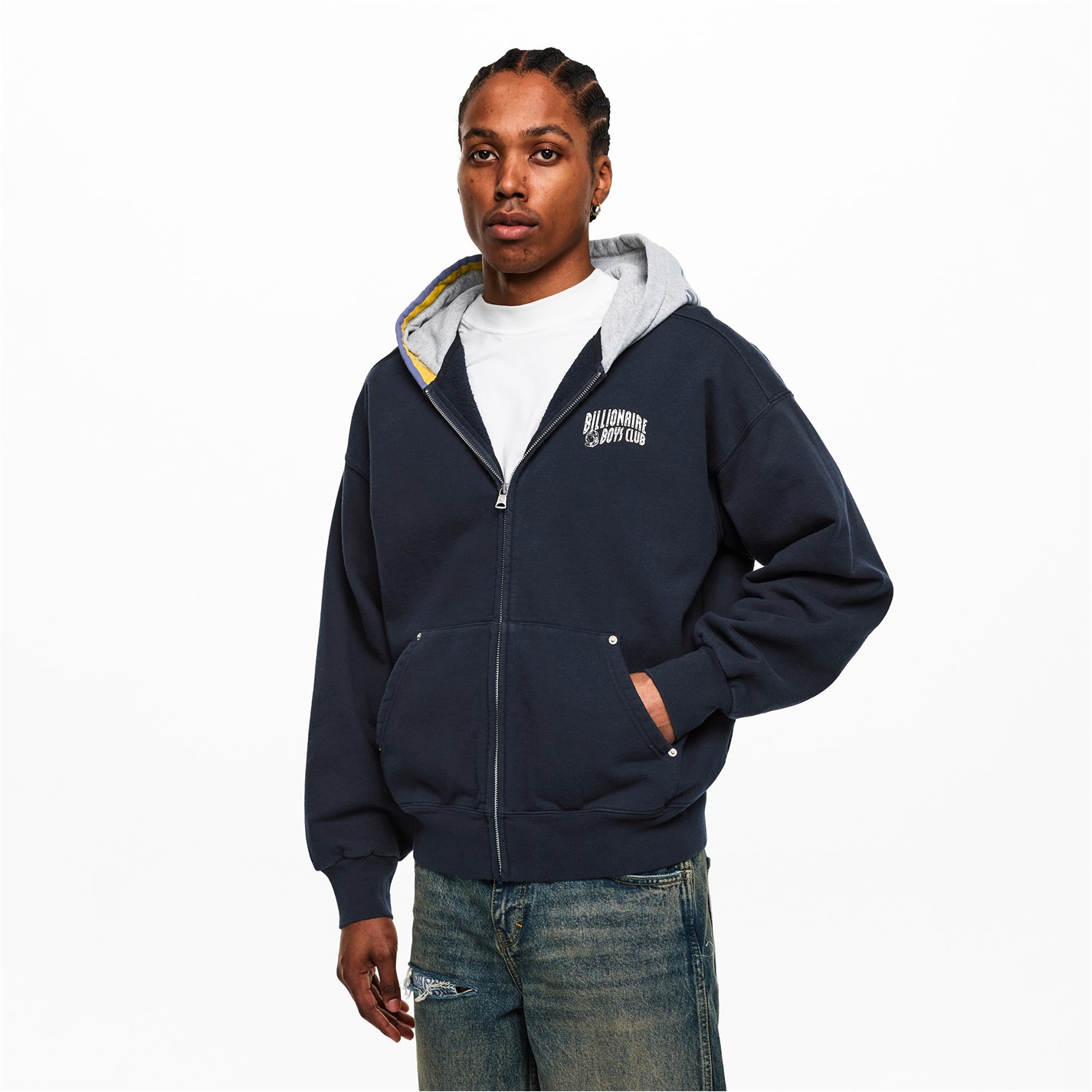 Mikina BILLIONAIRE BOYS CLUB Navy 7498722 Men's Patchwork Pull Over Hoodie - 3