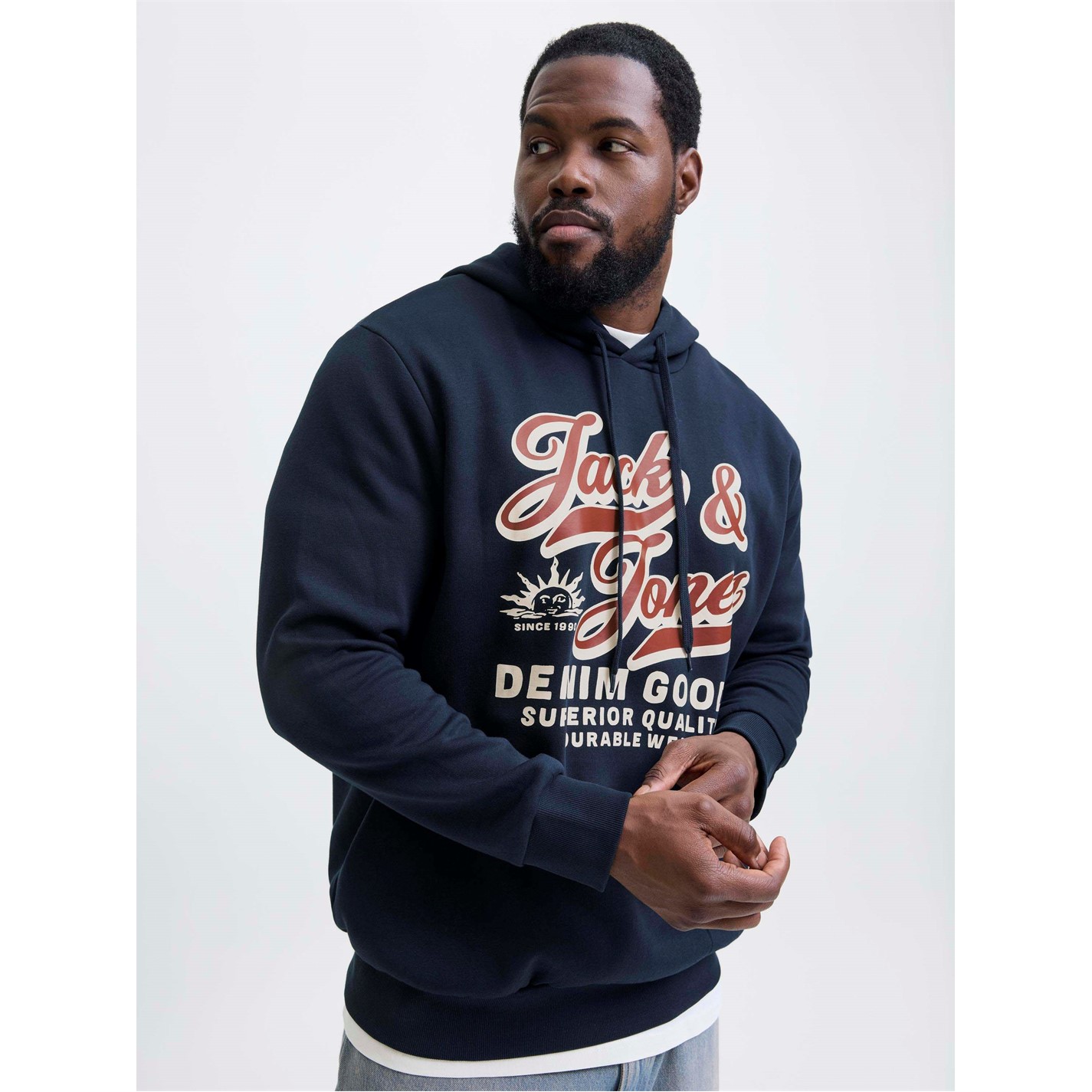 Mikina Jack and Jones Sky Captain 6200833 Jack 2 Colour Hoodie Mens Plus Size - 6