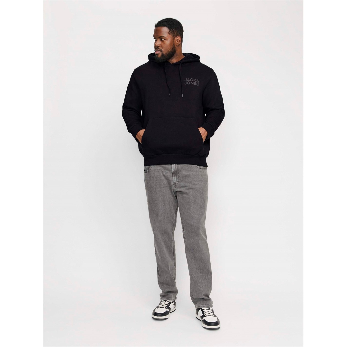 Mikina Jack and Jones Black 7947955 Jack Corp Logo Hoodie Plus Size Mens - 7