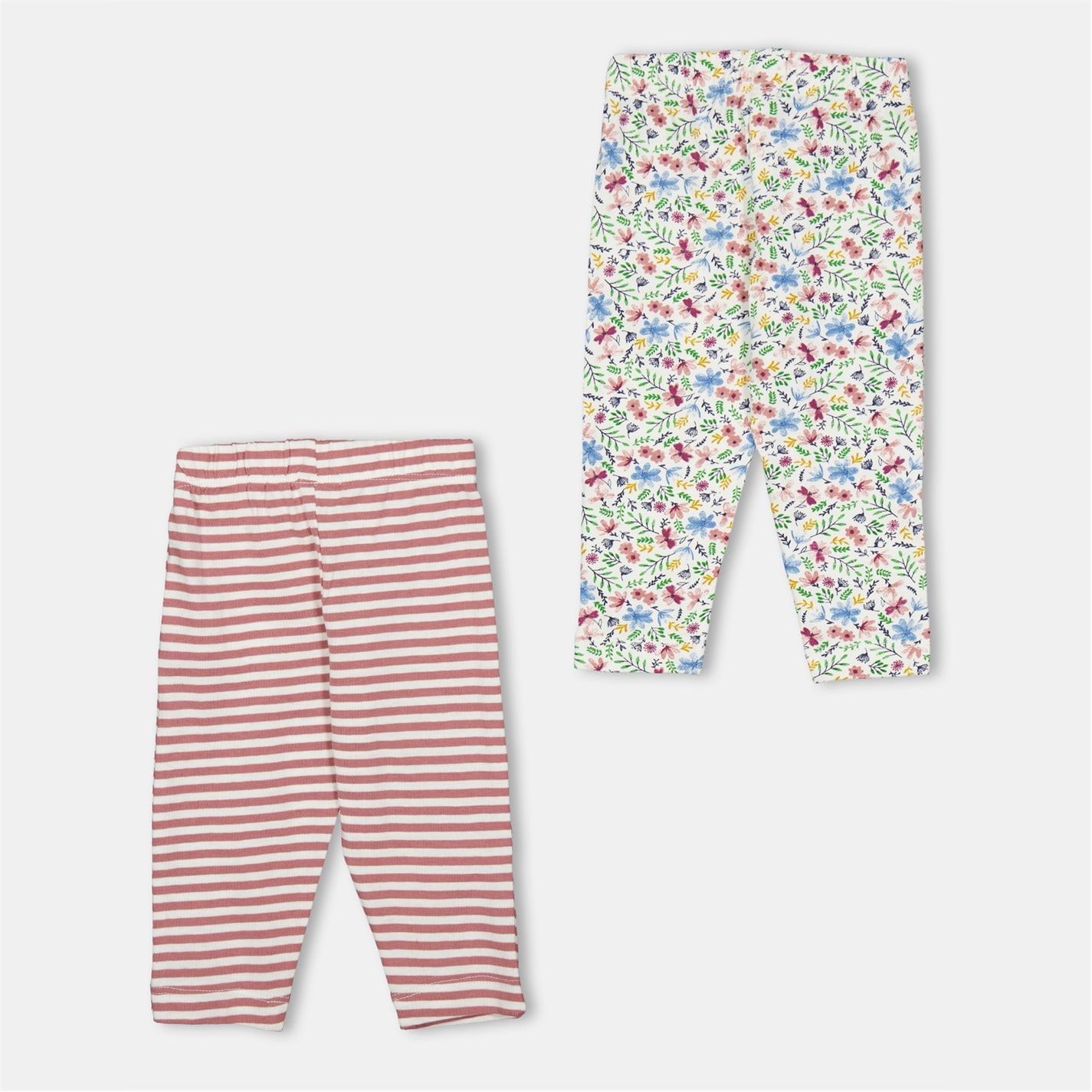 Lilly and Sid & Sid Multicoloured Stripe And Floral Print Leggings - 2 Pack - 2