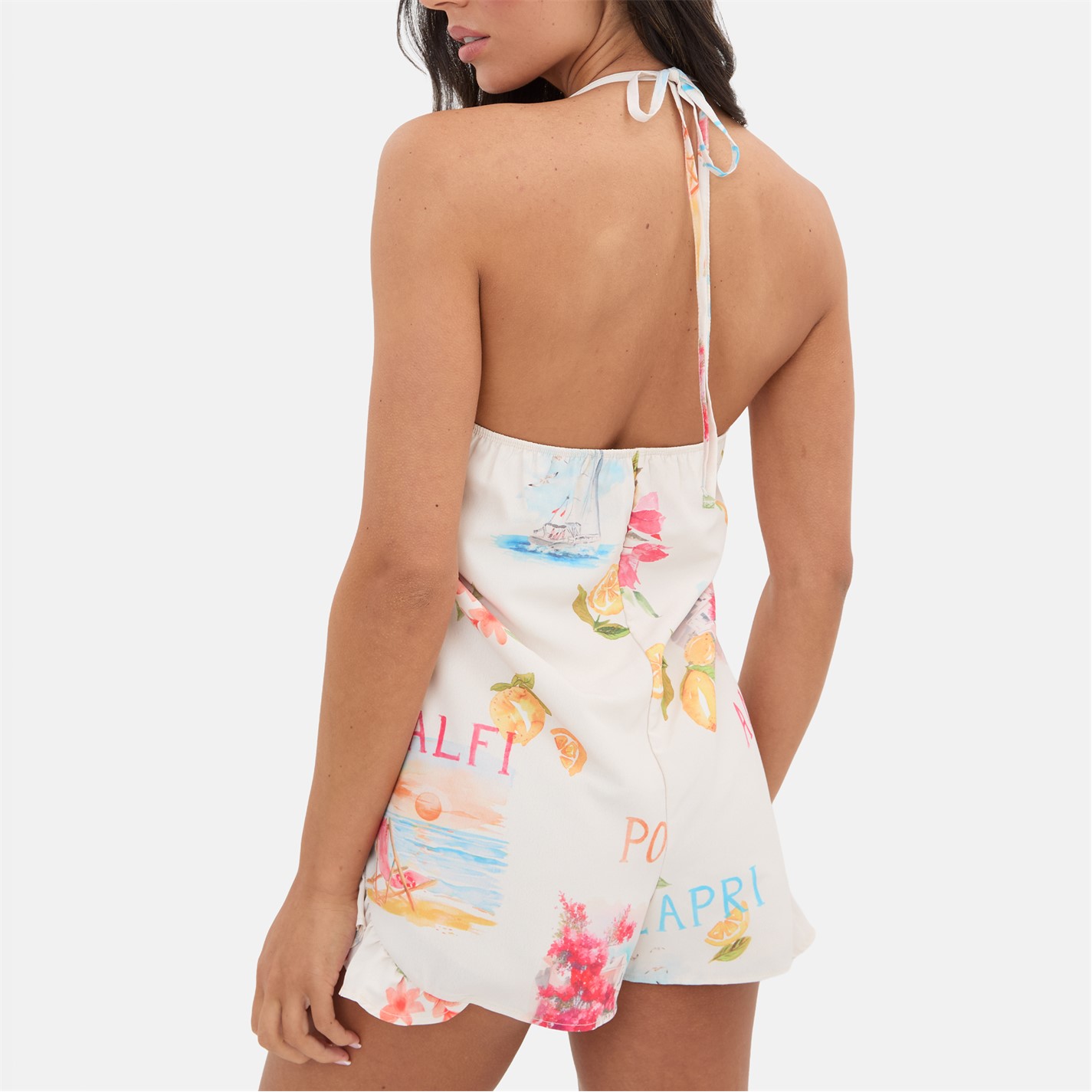 I Saw It First Printed Ruffle Halter Playsuit - 3