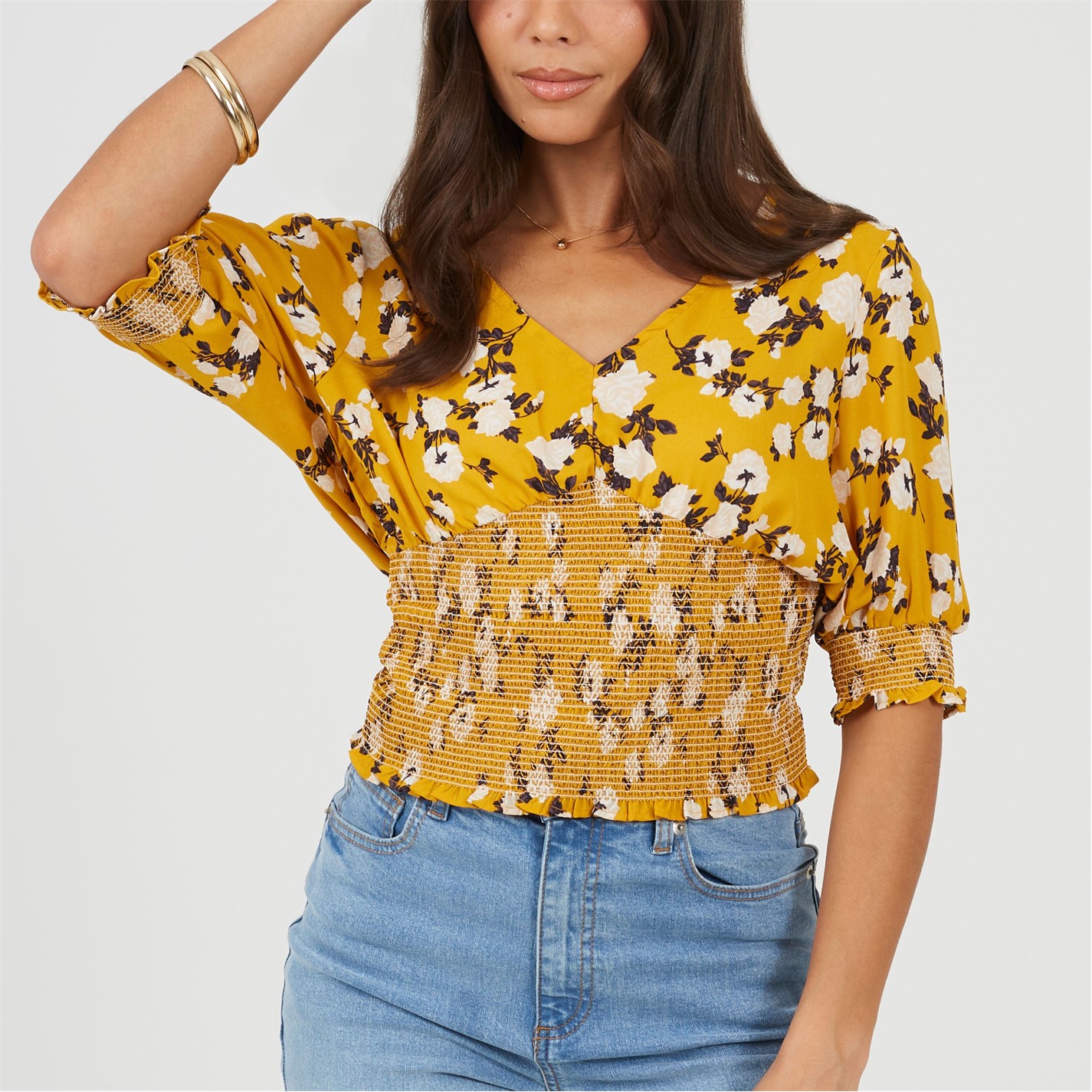 Košile Brave Soul Yellow Floral 8066031