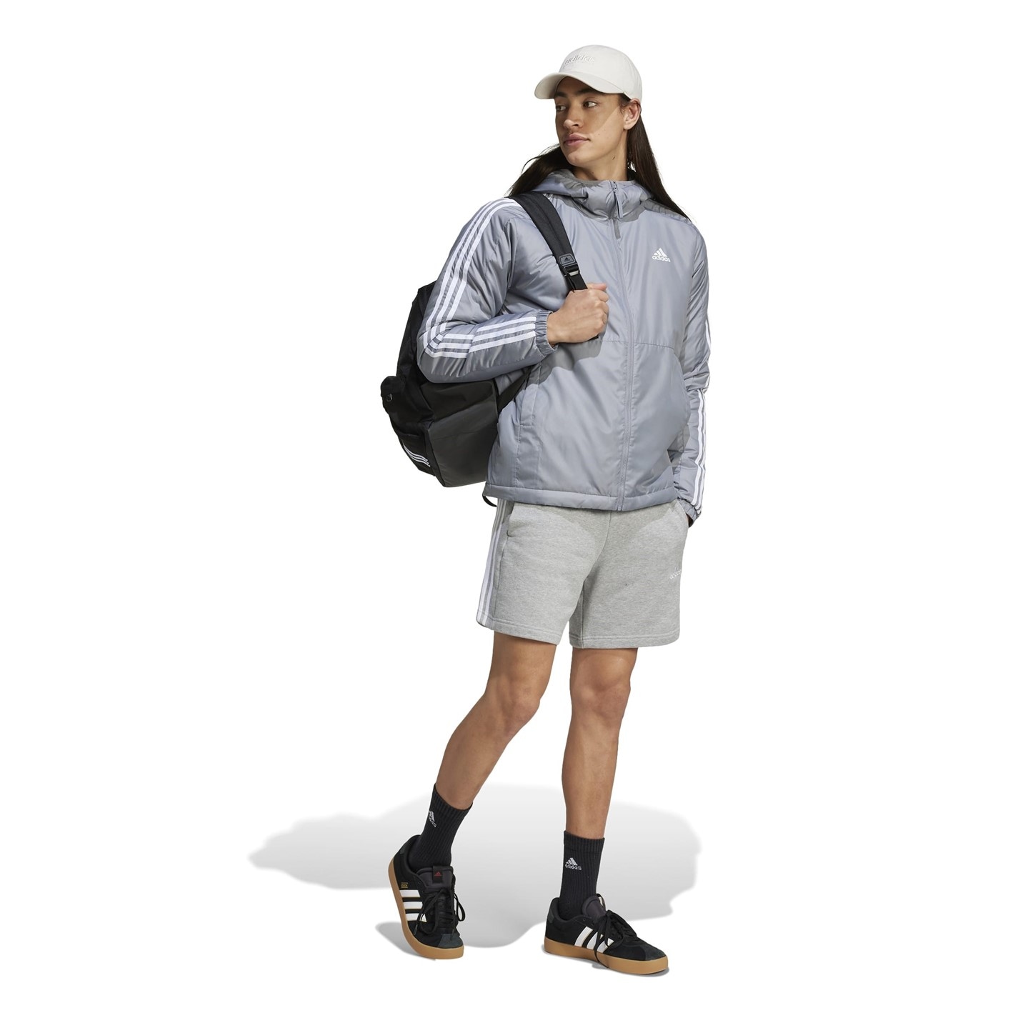 adidas 3 Stripe Essential Hooded Jacket Mens - 4