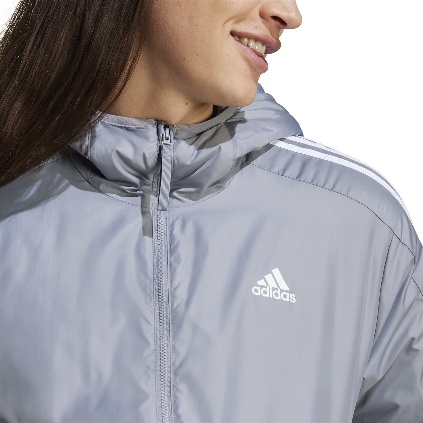 adidas 3 Stripe Essential Hooded Jacket Mens - 5