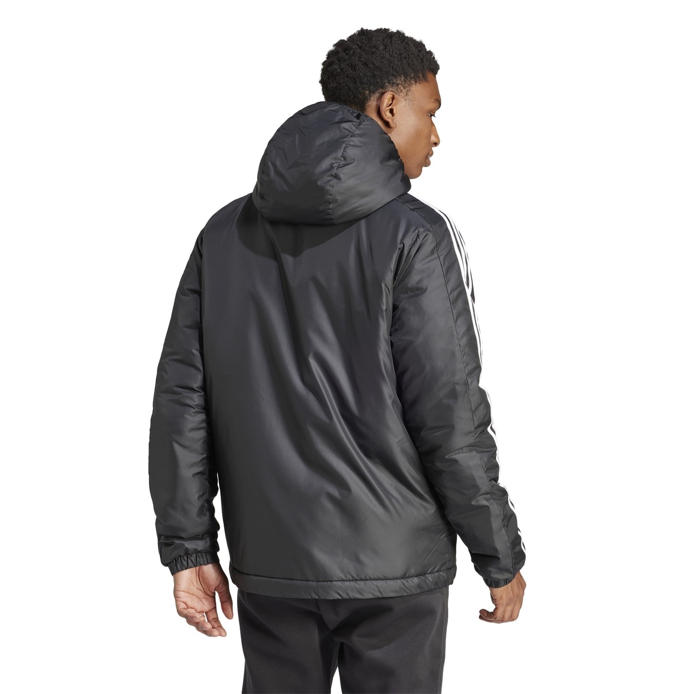 adidas 3 Stripe Essential Hooded Jacket Mens - 3