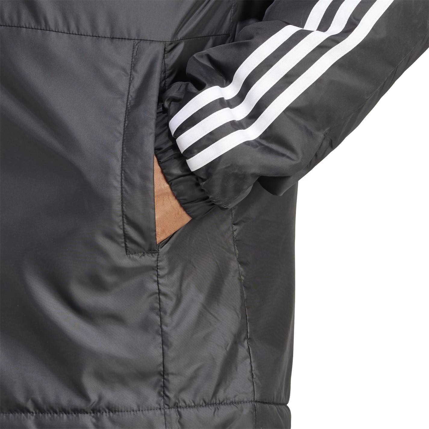 adidas 3 Stripe Essential Hooded Jacket Mens - 5