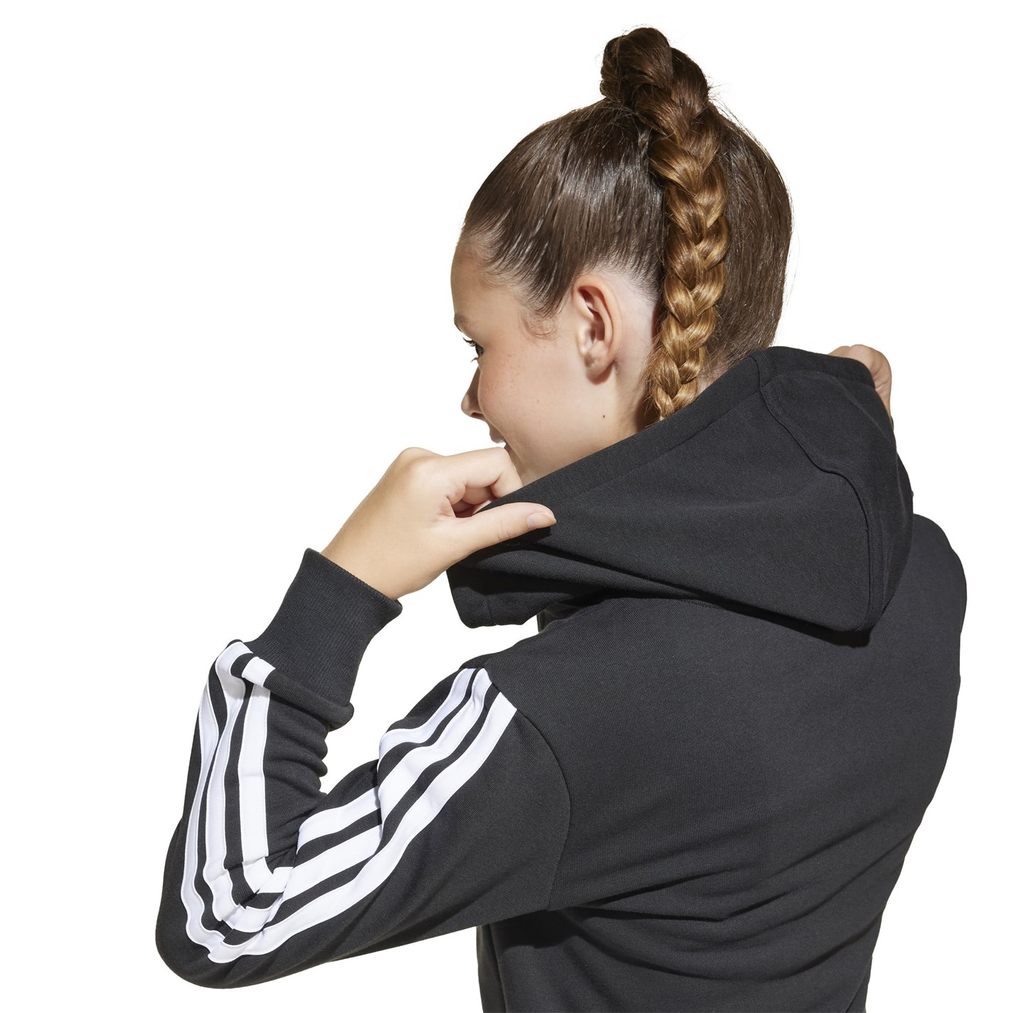 adidas Essentials Girls 3-Stripes Zip Track Top Hoodie - 5
