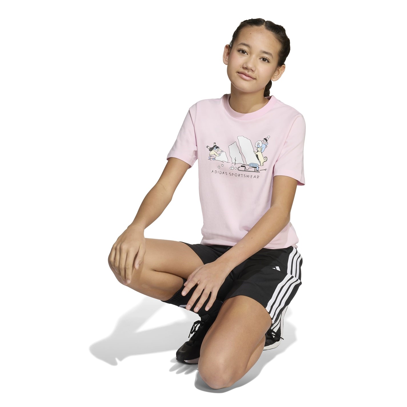 adidas Girls Essentials Linear T-Shirt - 8