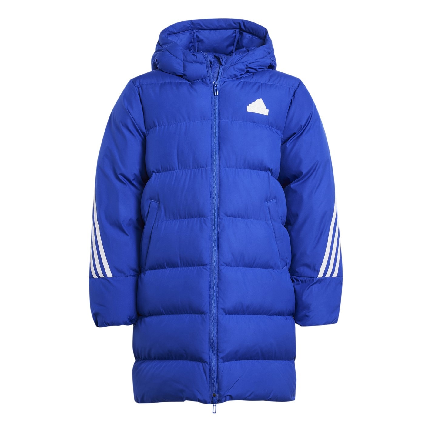 adidas Semi Blue 7684821 Kids' Future Icons Hooded Long Sleeve Puffer Jacket - 1