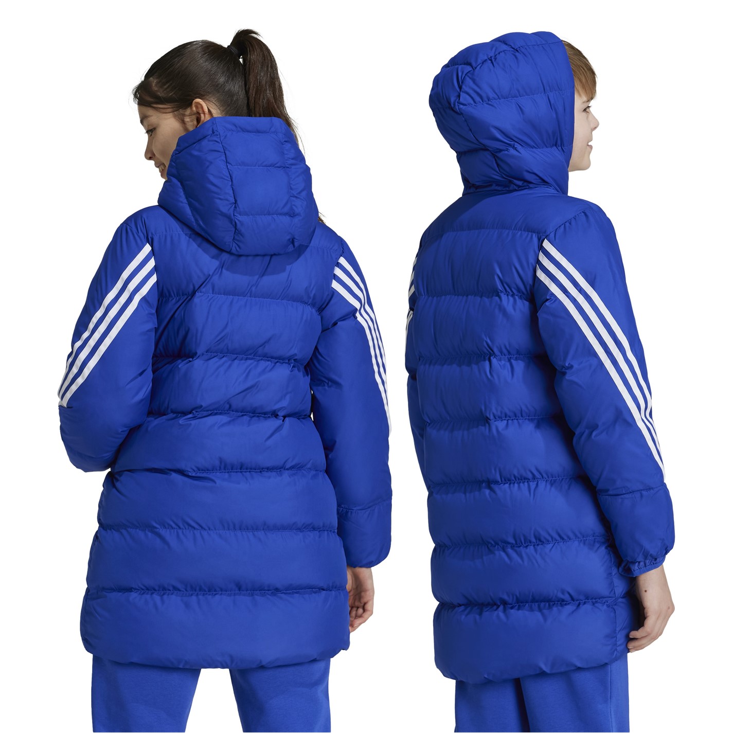 adidas Semi Blue 7684821 Kids' Future Icons Hooded Long Sleeve Puffer Jacket - 3