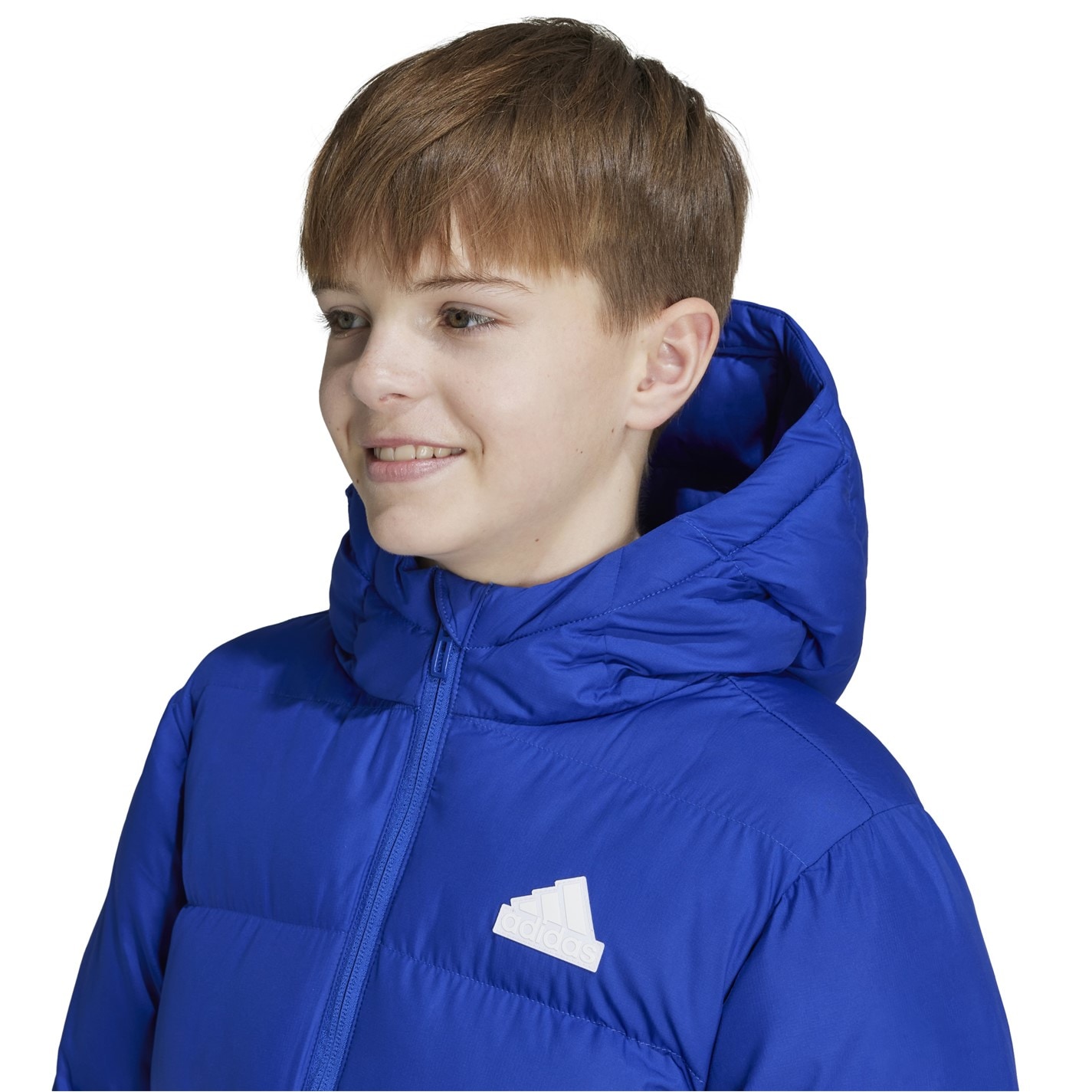 adidas Semi Blue 7684821 Kids' Future Icons Hooded Long Sleeve Puffer Jacket - 5