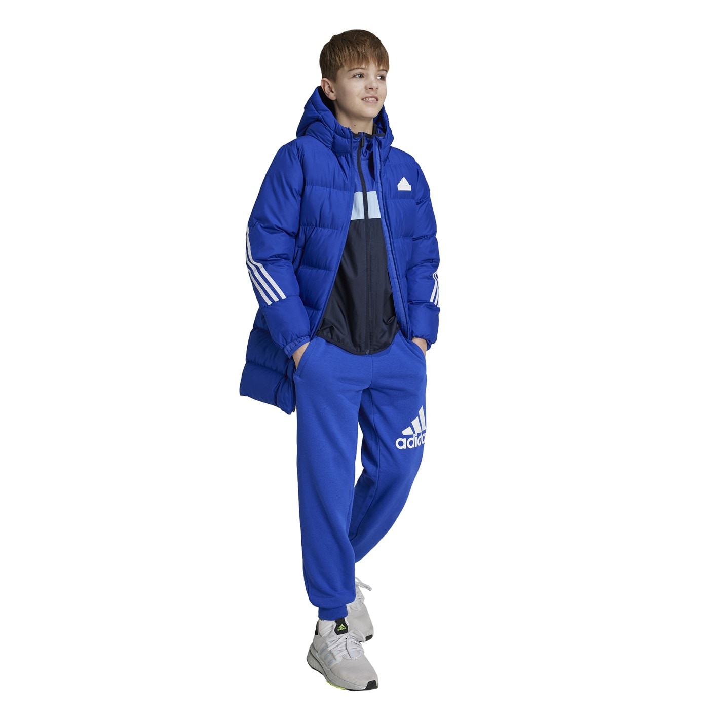 adidas Semi Blue 7684821 Kids' Future Icons Hooded Long Sleeve Puffer Jacket - 6