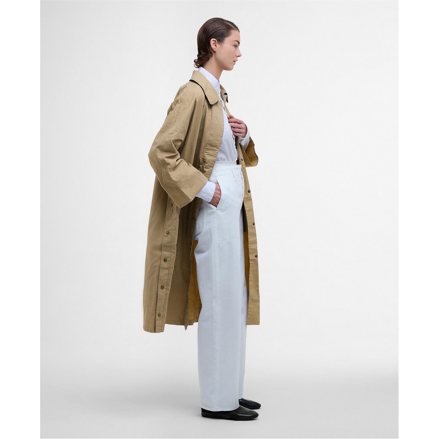 Dámska bunda Barbour Beige 9668992 Women's Lizzy Showerproof Waterproof Calf Length Long Sleeve Mac - 4