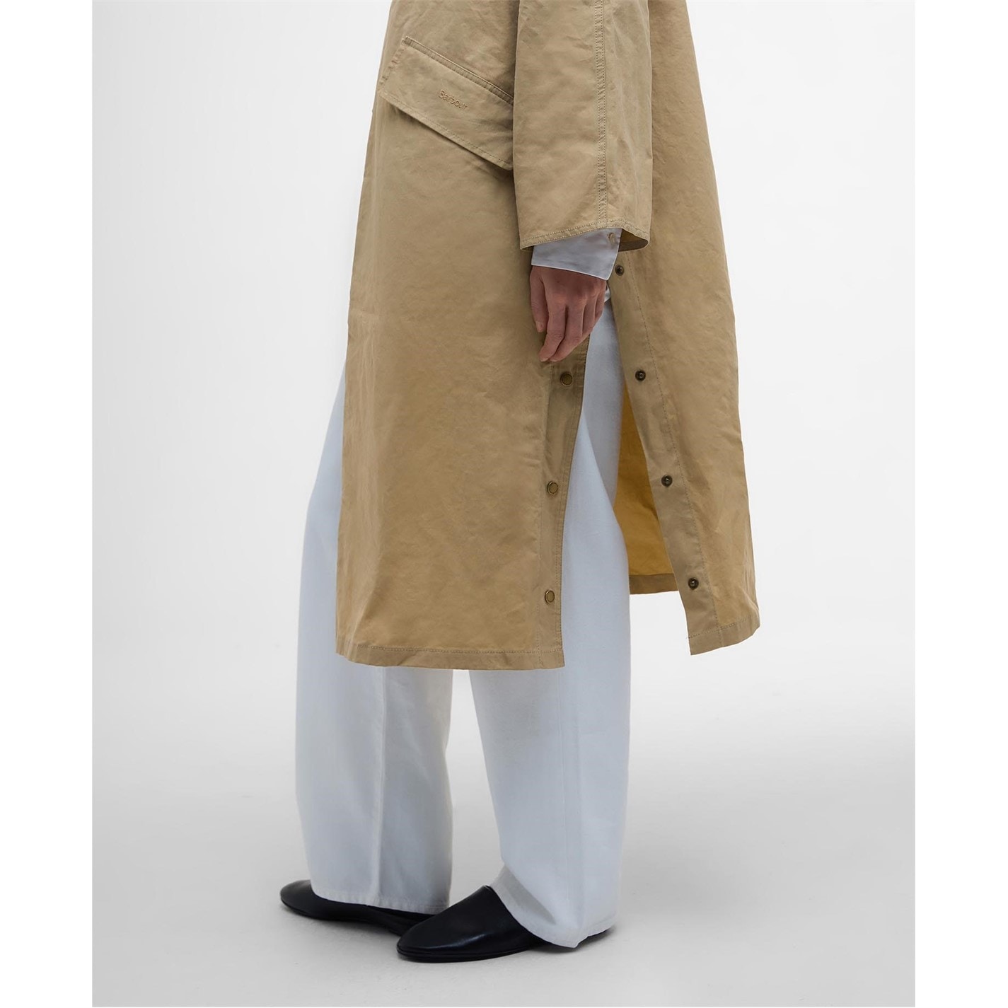 Dámska bunda Barbour Beige 9668992 Women's Lizzy Showerproof Waterproof Calf Length Long Sleeve Mac - 7