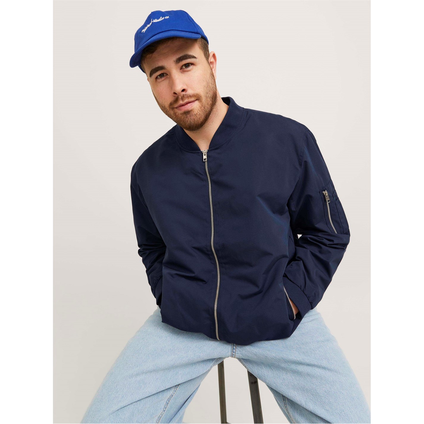 Bunda Jack and Jones Navy Blazer 8610000 Men's Rush Plus Size Long Sleeve Bomber Jacket - 7