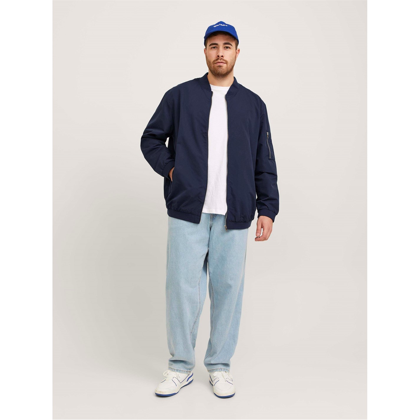 Bunda Jack and Jones Navy Blazer 8610000 Men's Rush Plus Size Long Sleeve Bomber Jacket - 8