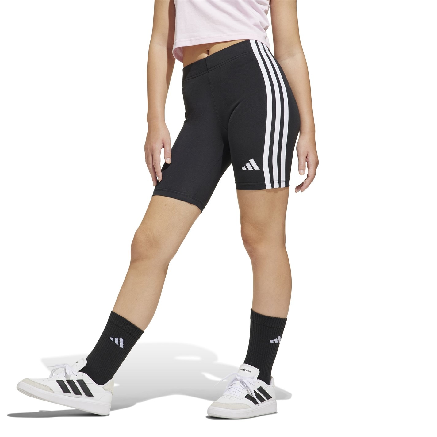 adidas Black 589617 Essentials Girls 3-Stripes Shorts Kids - 2