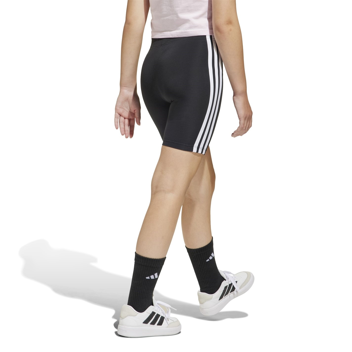 adidas Black 589617 Essentials Girls 3-Stripes Shorts Kids - 3