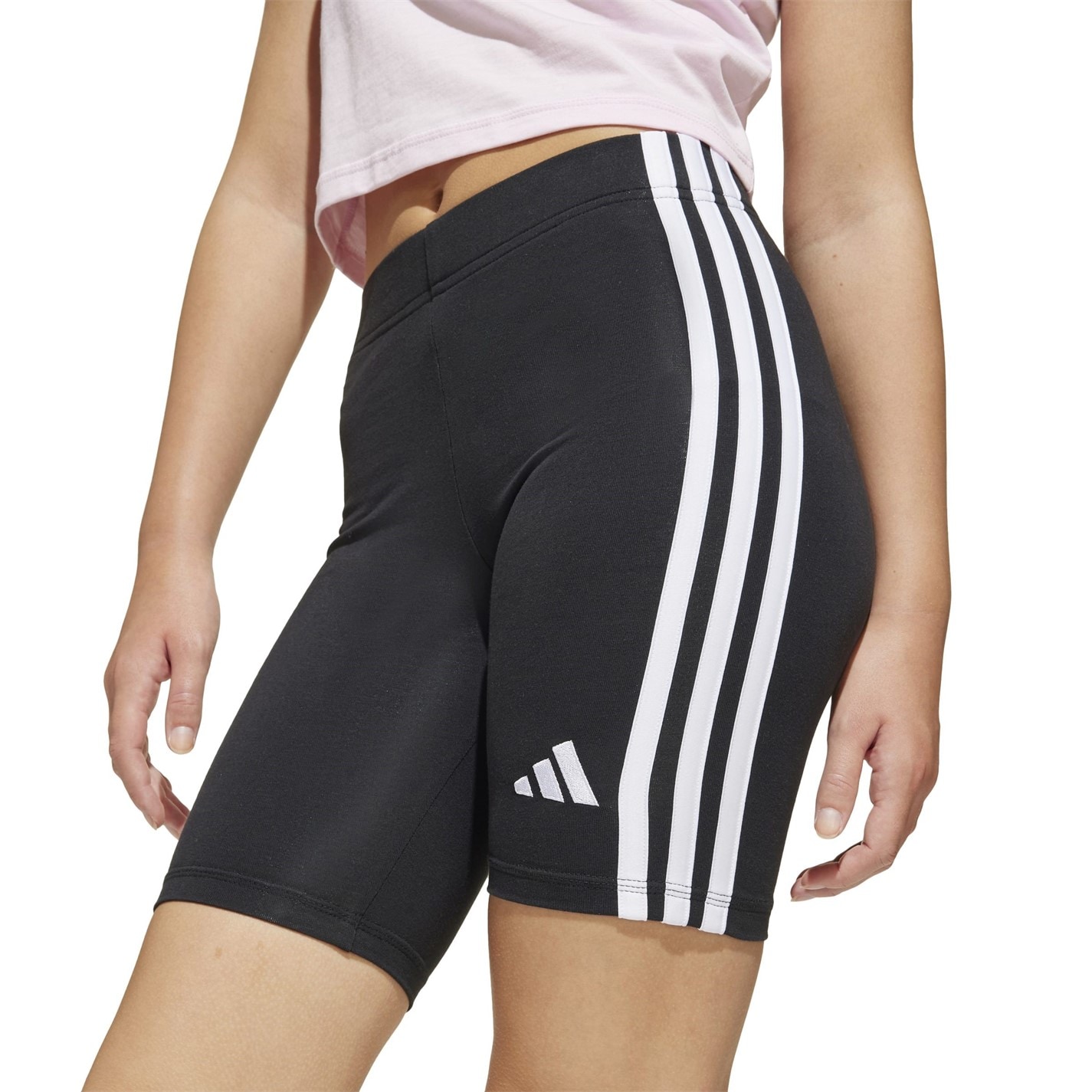 adidas Black 589617 Essentials Girls 3-Stripes Shorts Kids - 5