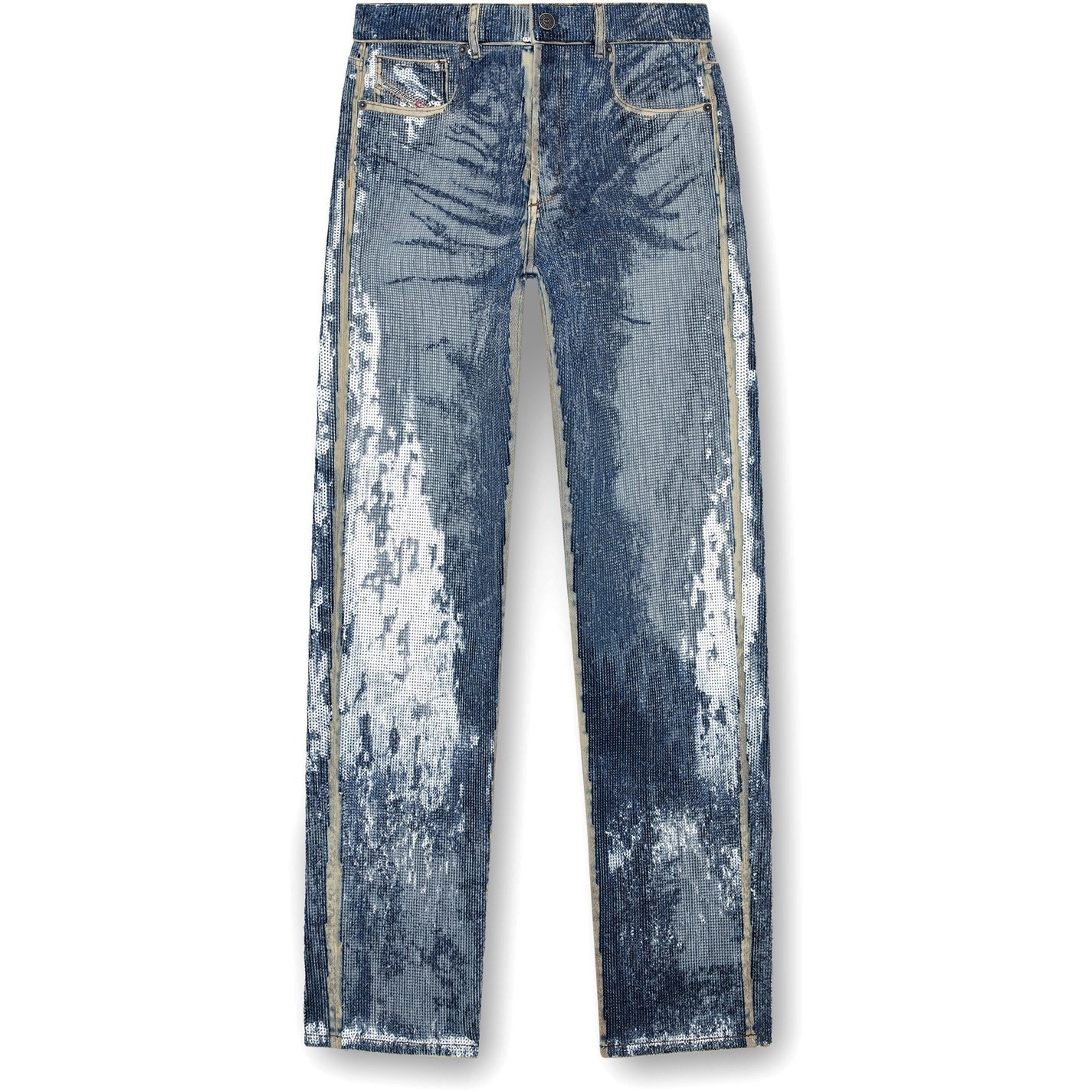 Dámske rifle DIESEL Blue 6582166 Women's Sequin Wide Leg Jeans - 5