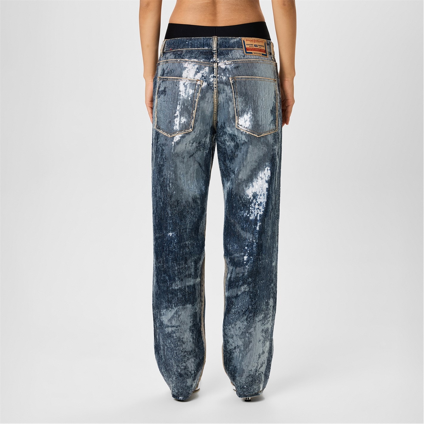 Dámske rifle DIESEL Blue 6582166 Women's Sequin Wide Leg Jeans - 3