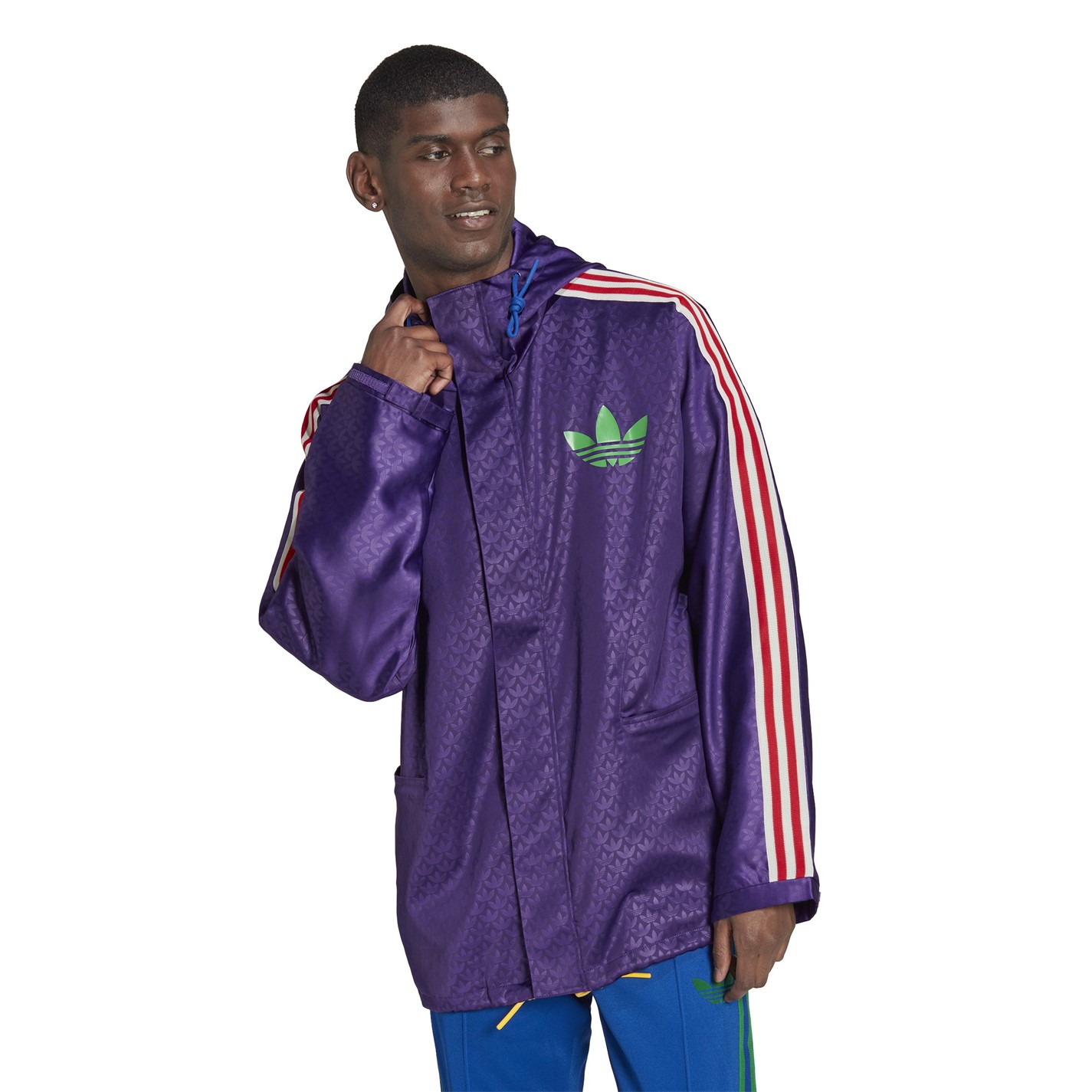 Bunda ADIDAS ORIGINALS Rich Purple 7003905 Men's Adicolor '70s Water-Repellent Long Sleeve Rain Anorak - 2