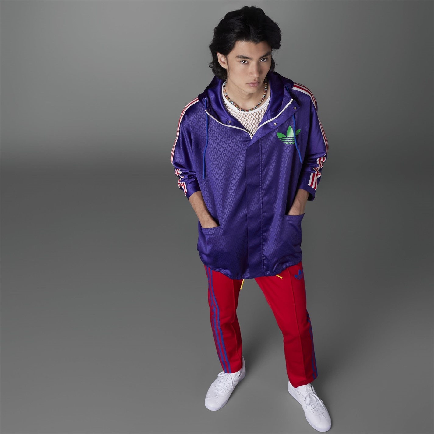 Bunda ADIDAS ORIGINALS Rich Purple 7003905 Men's Adicolor '70s Water-Repellent Long Sleeve Rain Anorak - 15