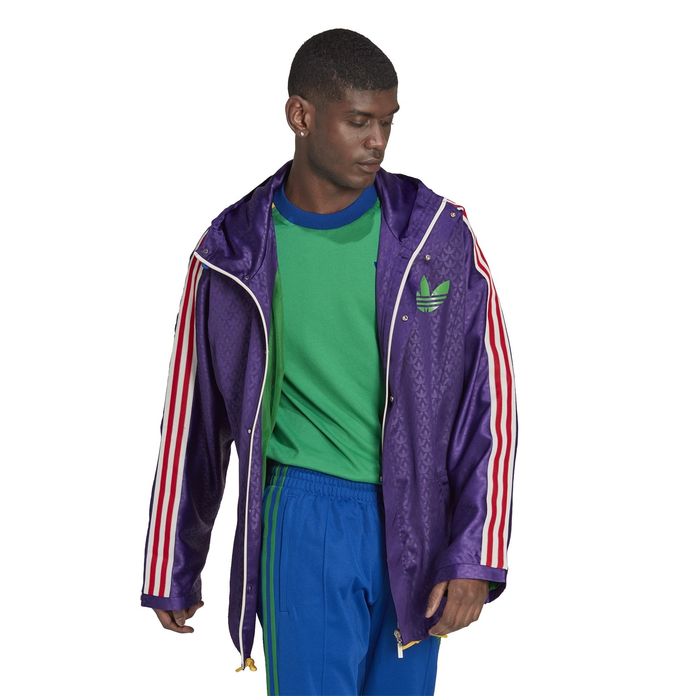 Bunda ADIDAS ORIGINALS Rich Purple 7003905 Men's Adicolor '70s Water-Repellent Long Sleeve Rain Anorak - 4