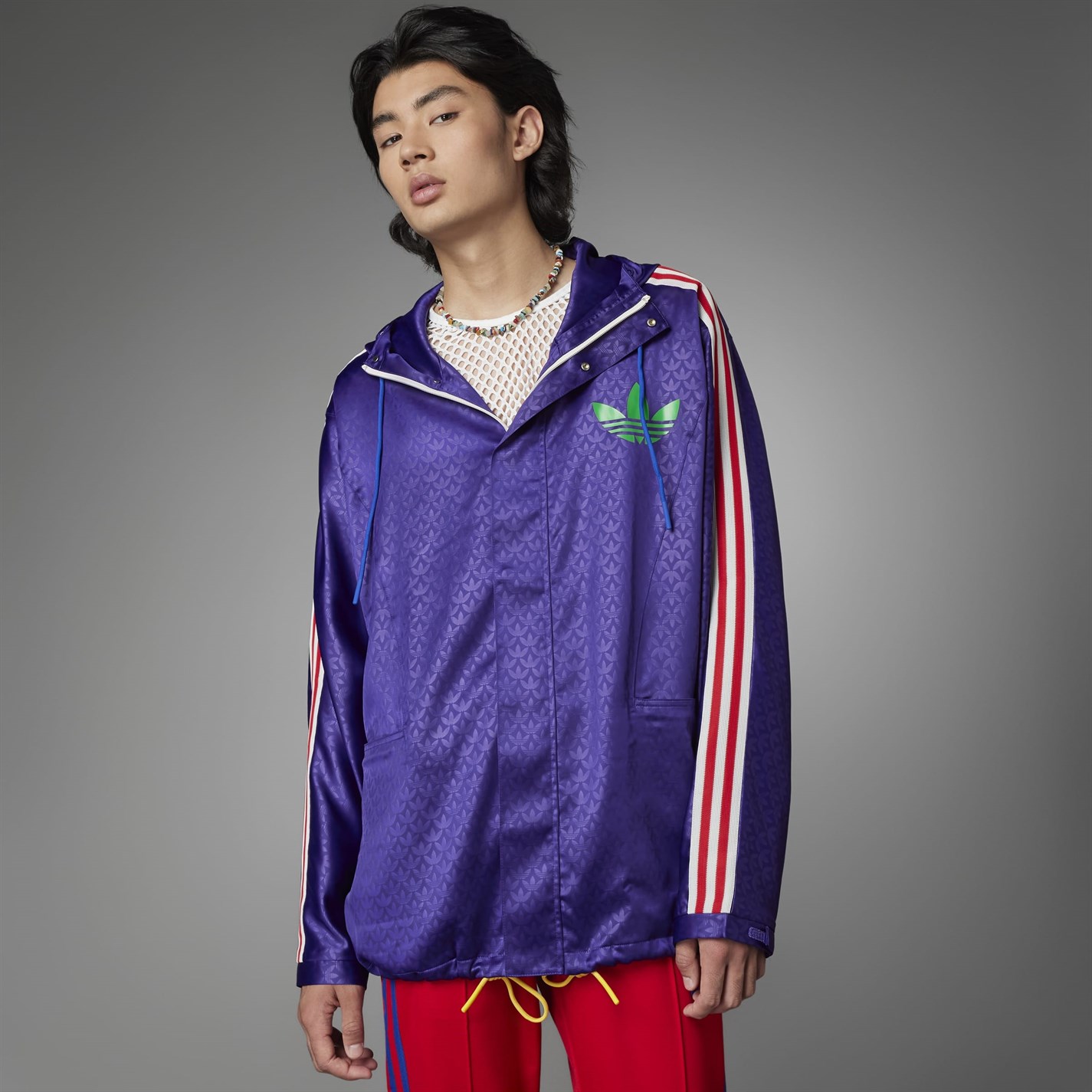 Bunda ADIDAS ORIGINALS Rich Purple 7003905 Men's Adicolor '70s Water-Repellent Long Sleeve Rain Anorak - 10