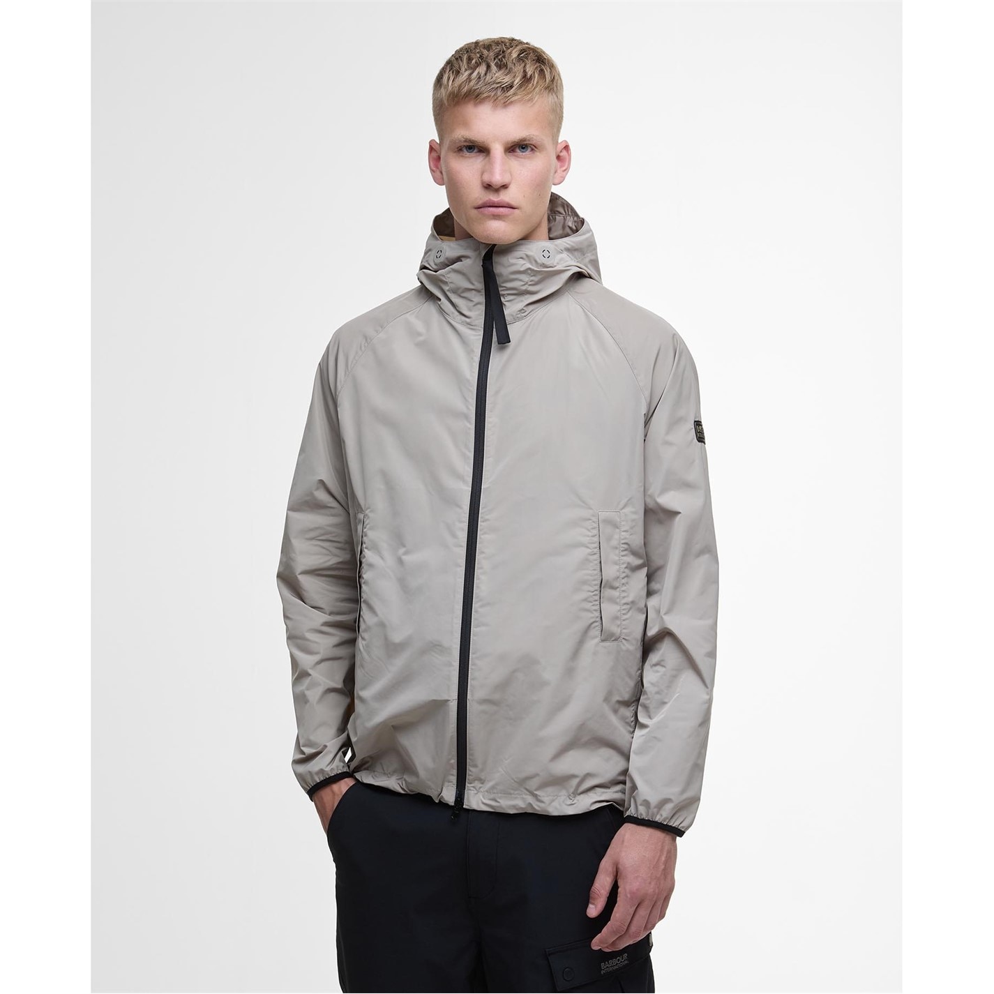 Mikina Barbour International Concrete ST11 8563254 Men's Porter Showerproof Long Sleeve Concealed Hood Rain Anorak - 1