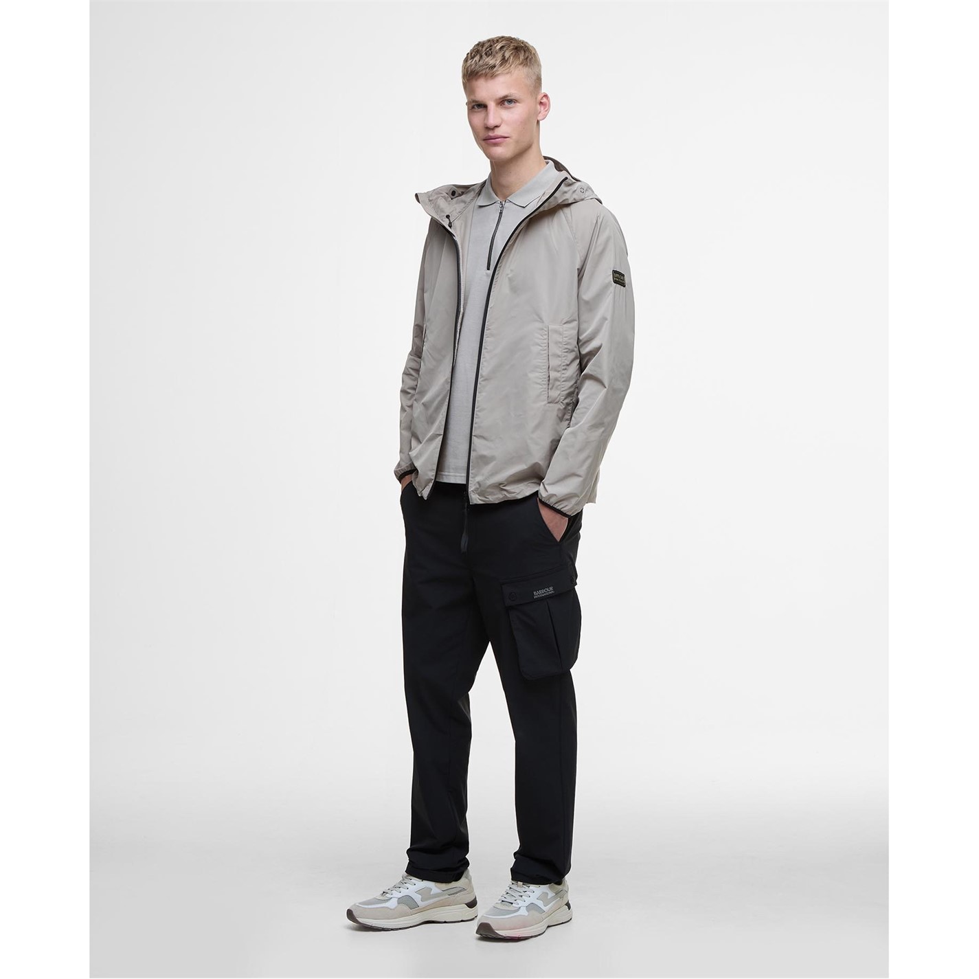 Mikina Barbour International Concrete ST11 8563254 Men's Porter Showerproof Long Sleeve Concealed Hood Rain Anorak - 3