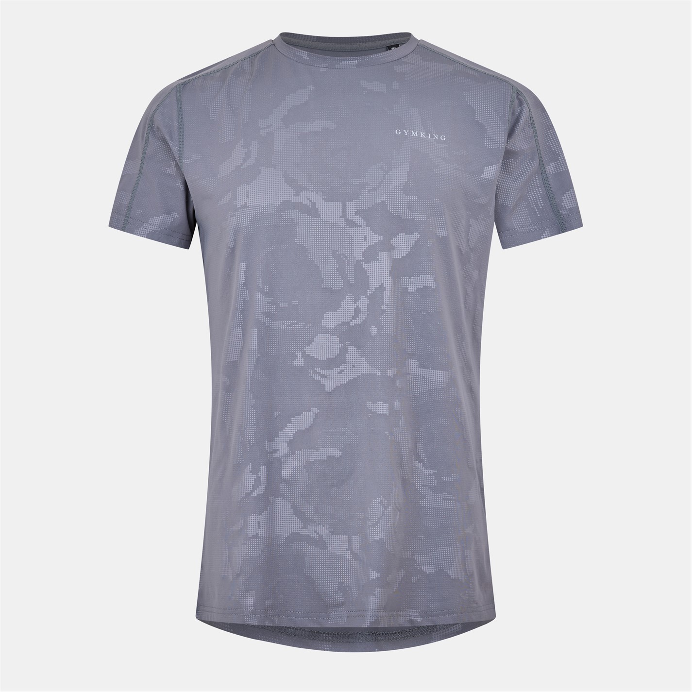 Gym King Gunmetal 2076297 Men's GymKi Debossed Camo Short Sleeve Performance Gym Top - 1