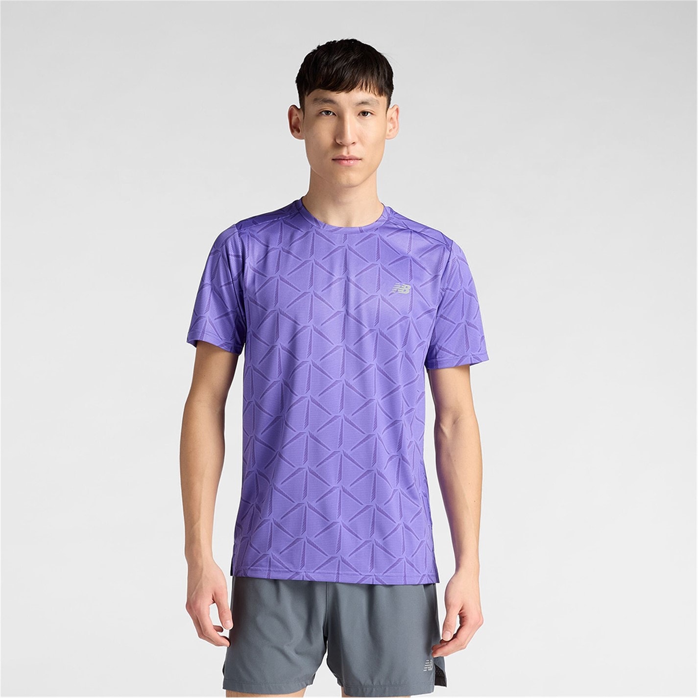 New Balance Electric Purple 8639862 Men's Short Sleeve Performance Gym Top - 1