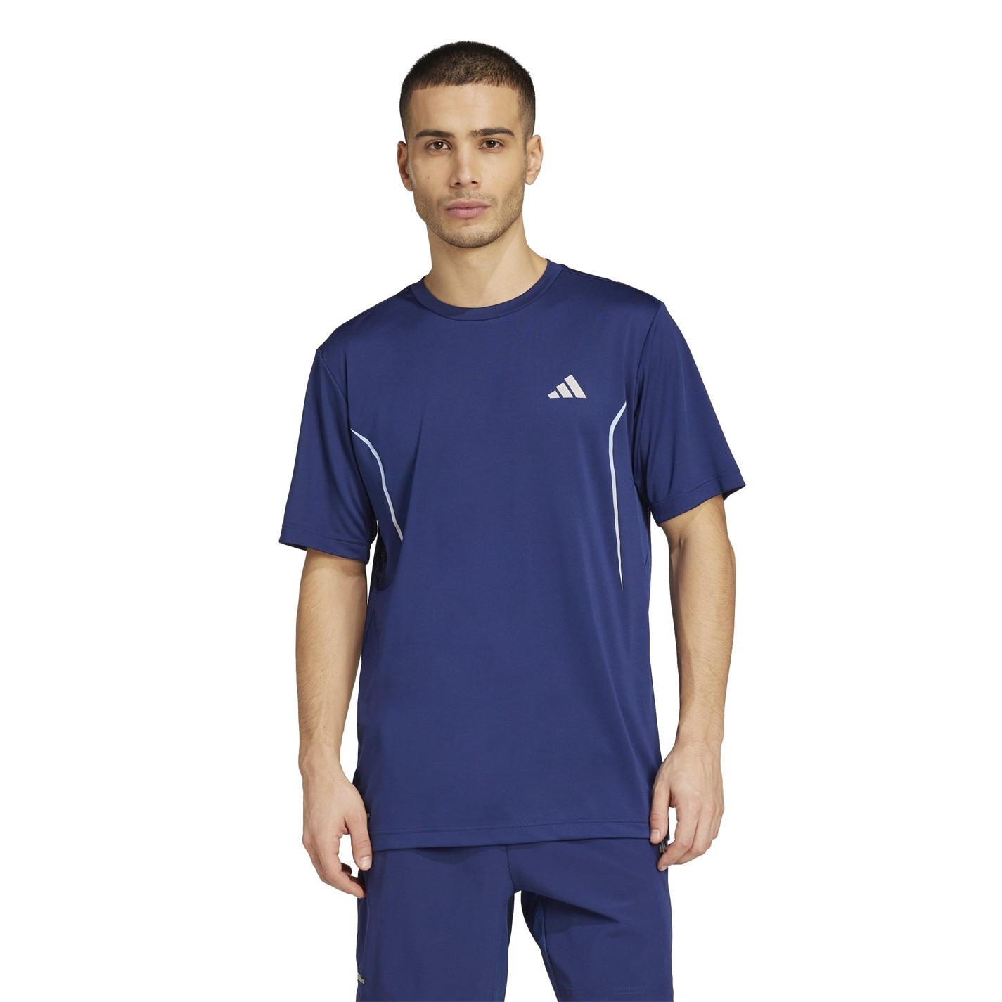 adidas Dark Blue 9341375 Men's Tech App Short-Sleeve Performance Gym Top - 2