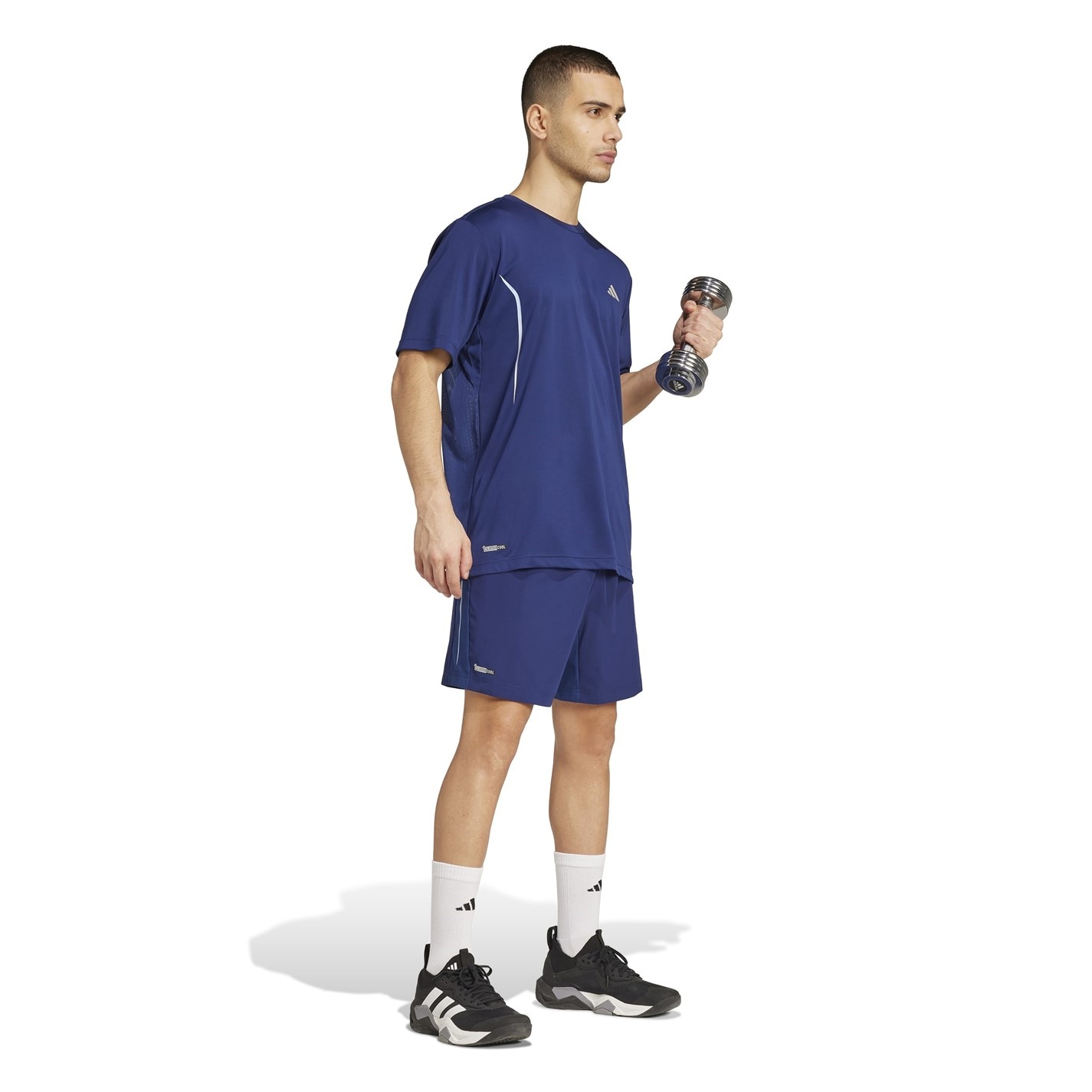 adidas Dark Blue 9341375 Men's Tech App Short-Sleeve Performance Gym Top - 4