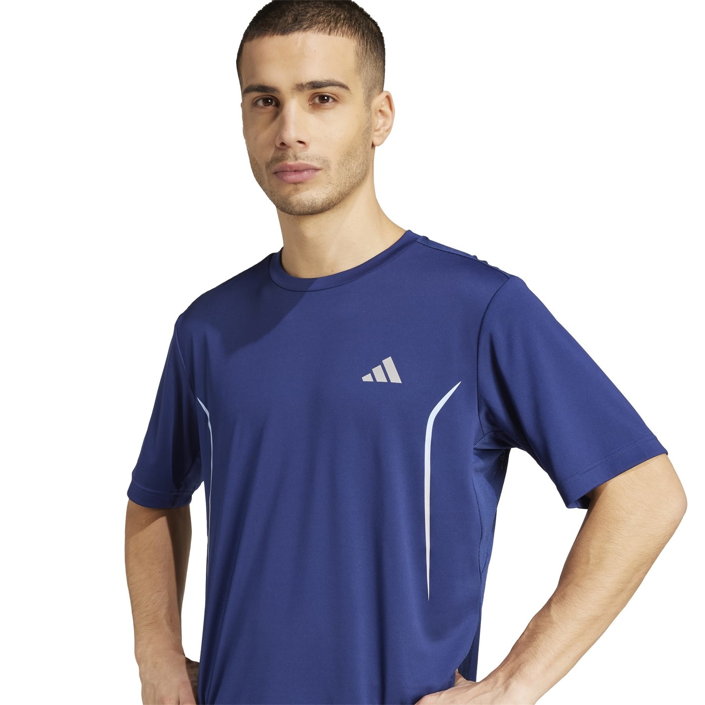 adidas Dark Blue 9341375 Men's Tech App Short-Sleeve Performance Gym Top - 6
