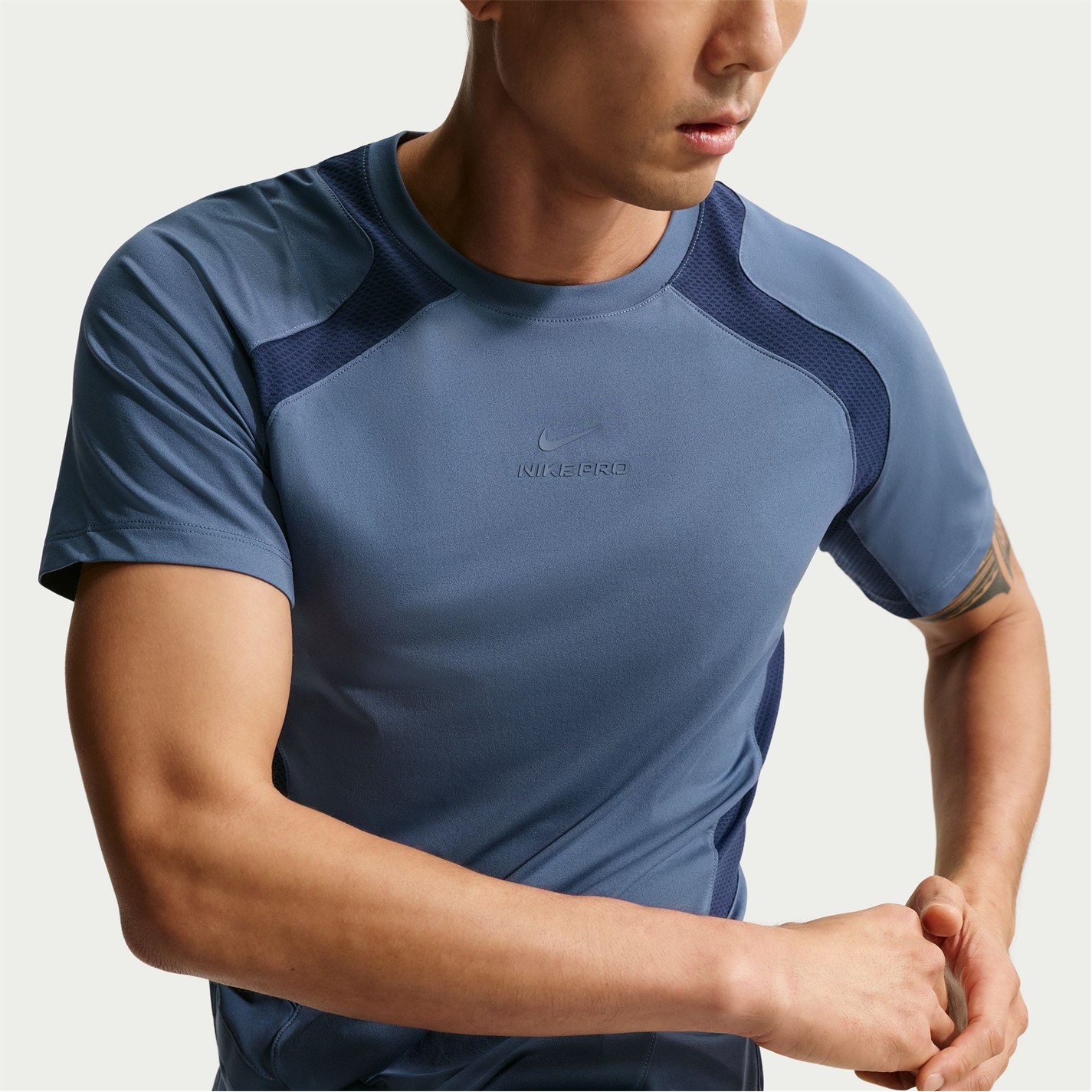 Nike Diffused Blue 407491 Men's Short Sleeve Performance Gym Top - 3