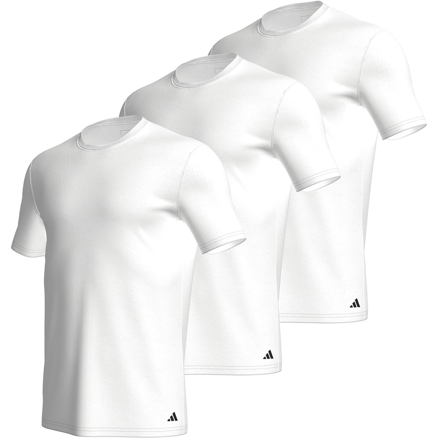 adidas White 7357503 Mens Short Sleeve Performance 3 Pack Gym Top - 1