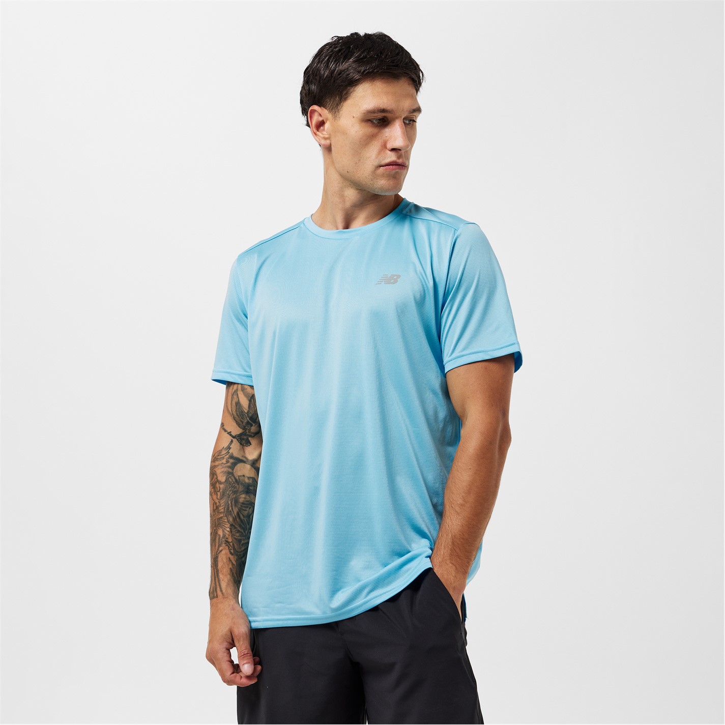 New Balance Sky Blue 8224044 Men's Short-Sleeve Performance Gym Top - 3