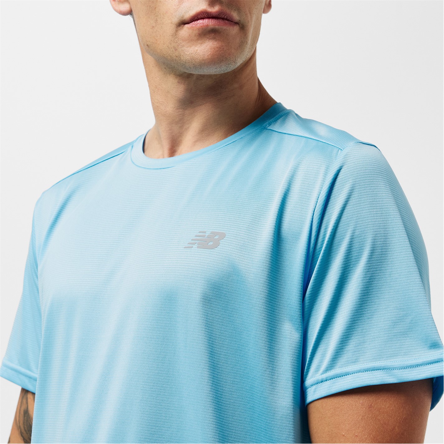 New Balance Sky Blue 8224044 Men's Short-Sleeve Performance Gym Top - 5