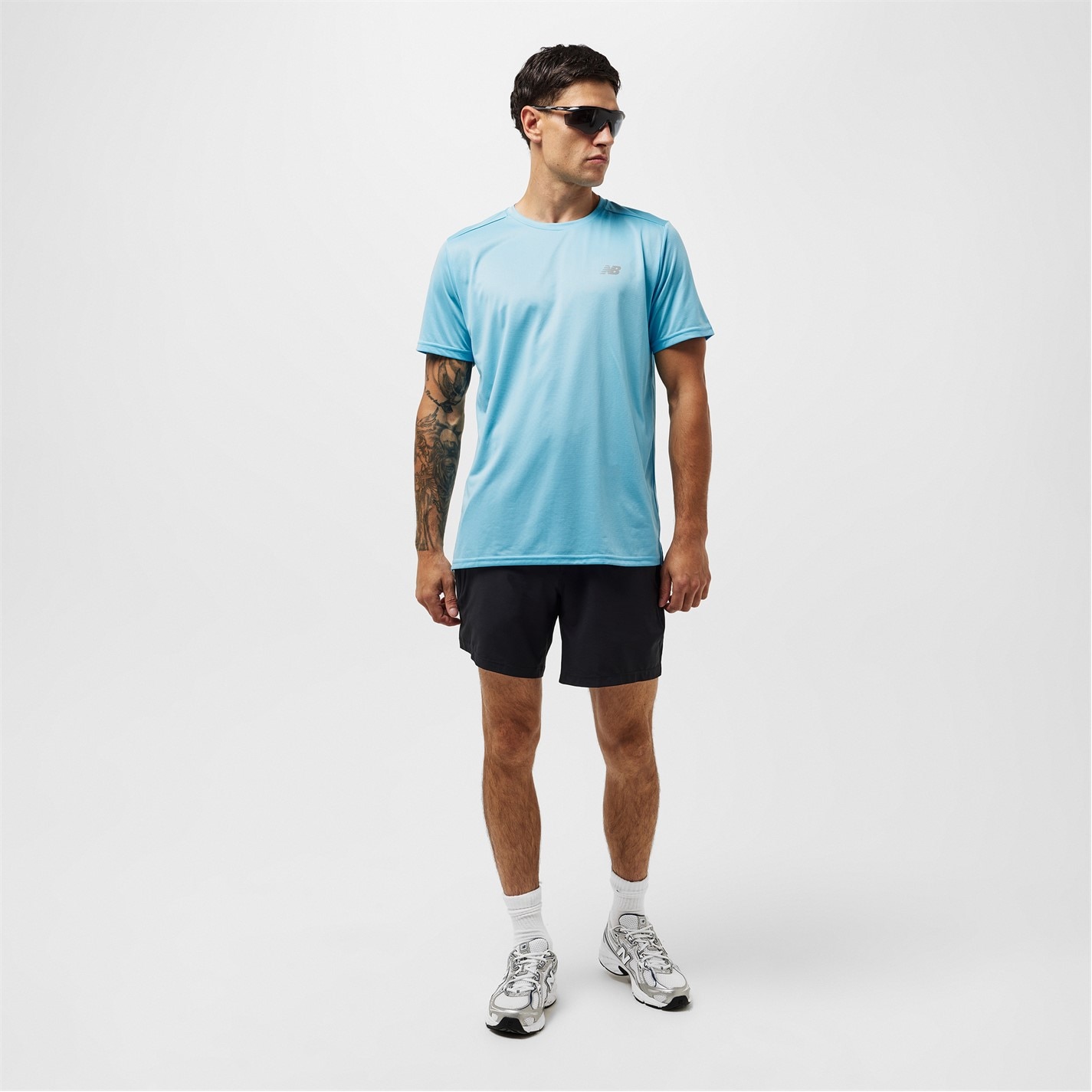 New Balance Sky Blue 8224044 Men's Short-Sleeve Performance Gym Top - 6