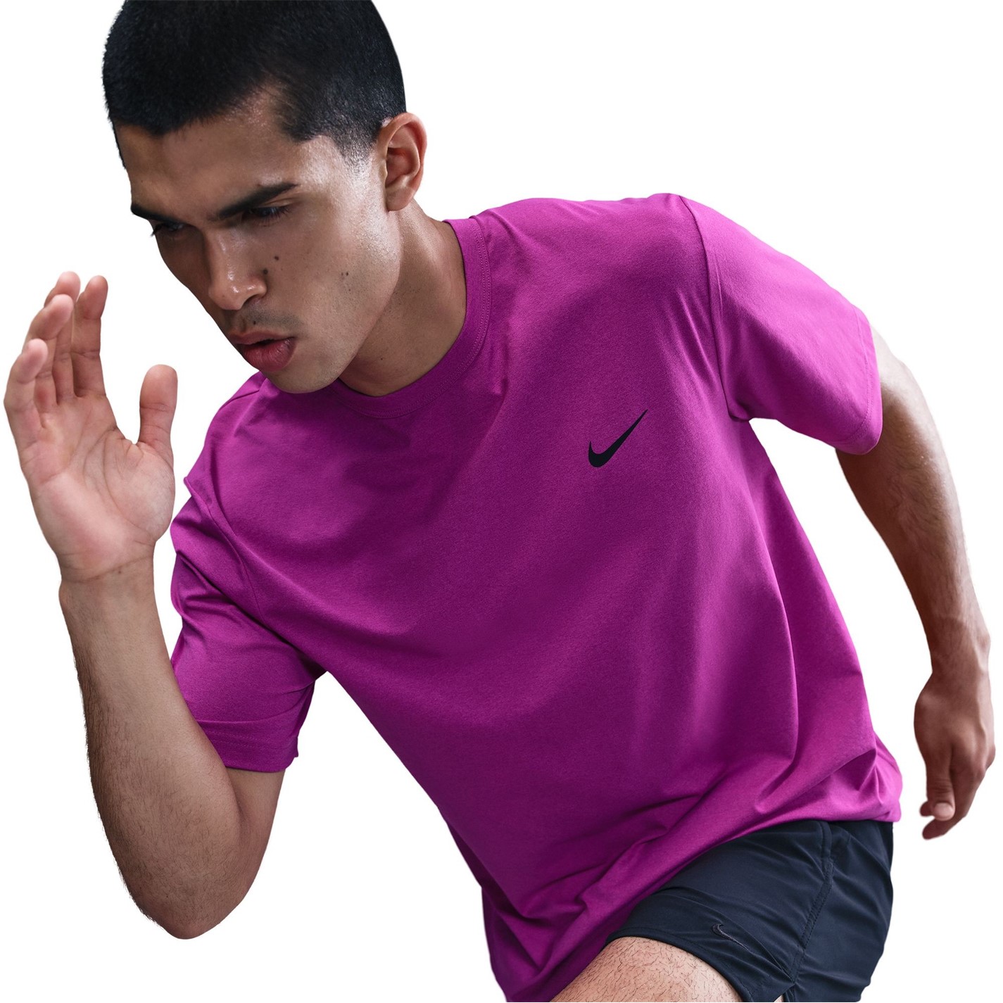 Nike Vivid Purple 6902937 Dri-FIT UV Hyverse Men's Short-Sleeve Fitness Top - 5
