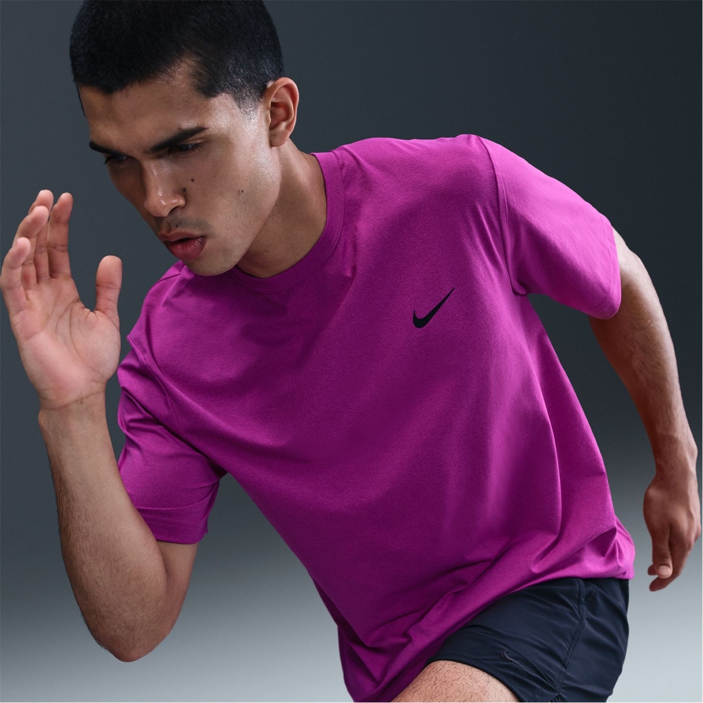 Nike Vivid Purple 6902937 Dri-FIT UV Hyverse Men's Short-Sleeve Fitness Top - 10