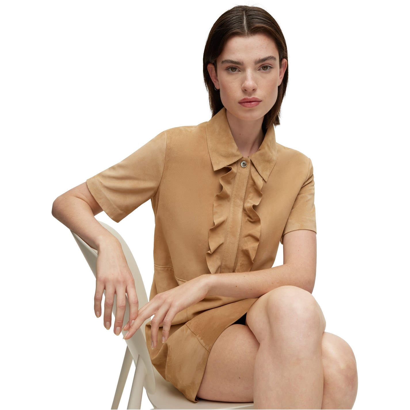 Šaty BOSS Open Beige 280 6497312 Women's Syrila Mini Design Dress - 3