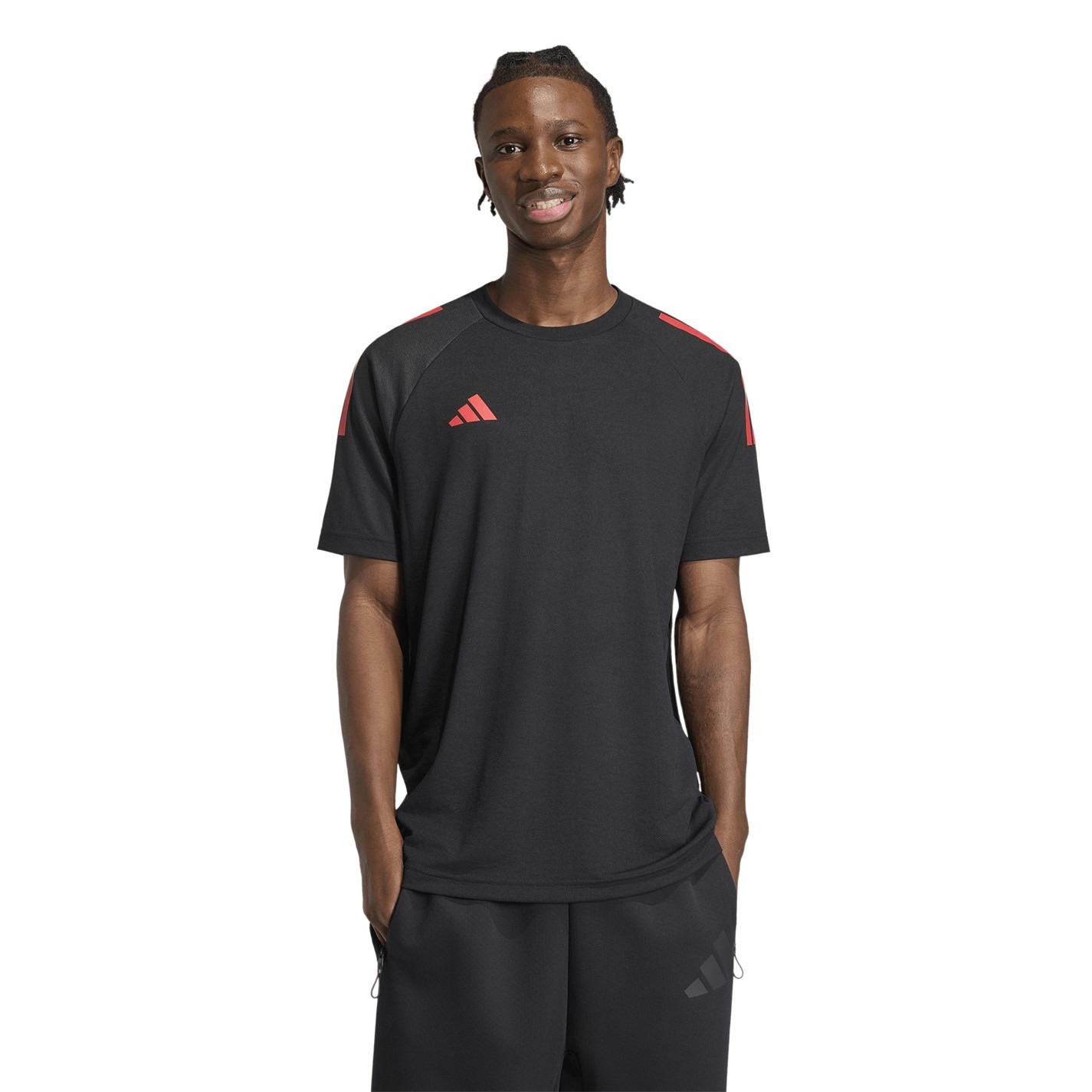Tričko adidas Red 6036400 Classic 3 Stripe Sereno T-Shirt Mens - 2